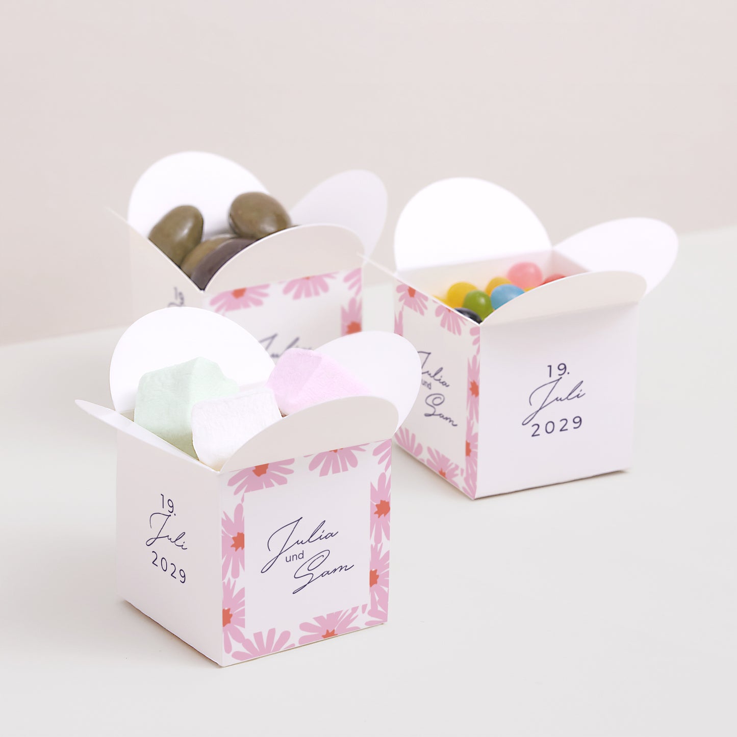 Geschenkbox Hochzeit Schmetterlingsöffnung Blumen Pop III foto N° 3