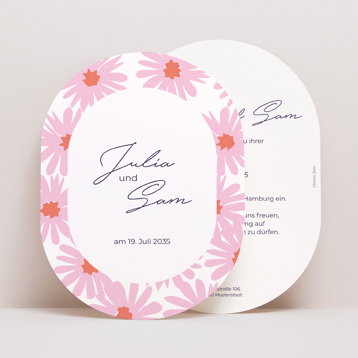 Hochzeitseinladung oval Blumen Pop III foto N° 1