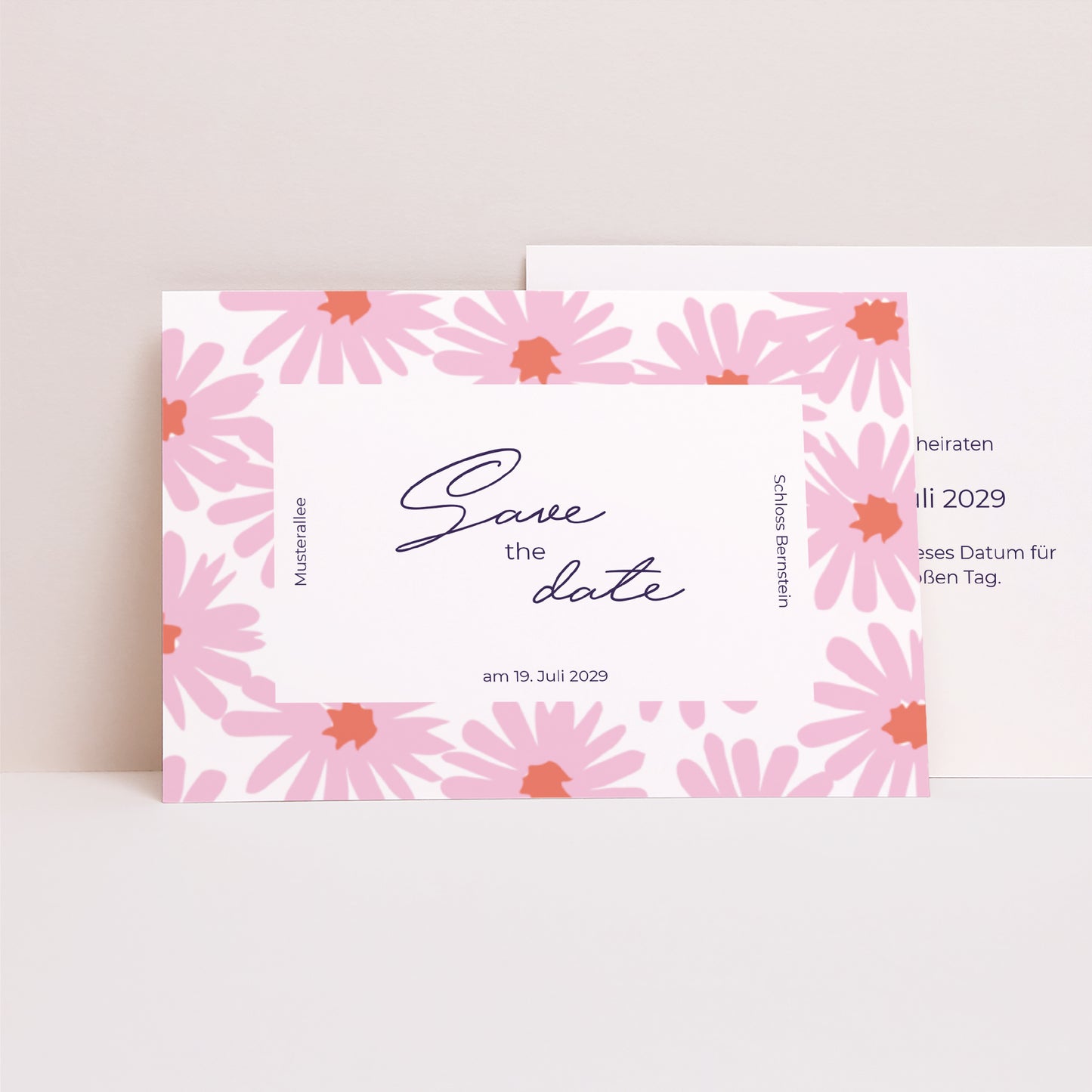 Save the date Karte Hochzeit Landschaft Blumen Pop III foto N° 1