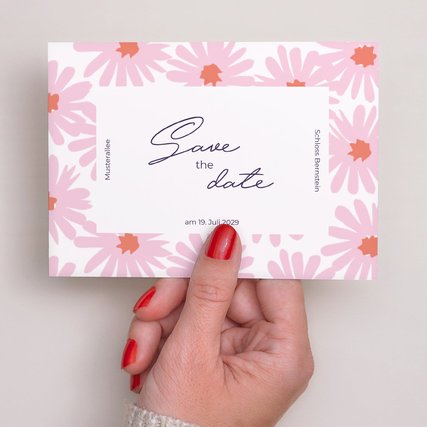 Save the date Karte Hochzeit Landschaft Blumen Pop III foto N° 3