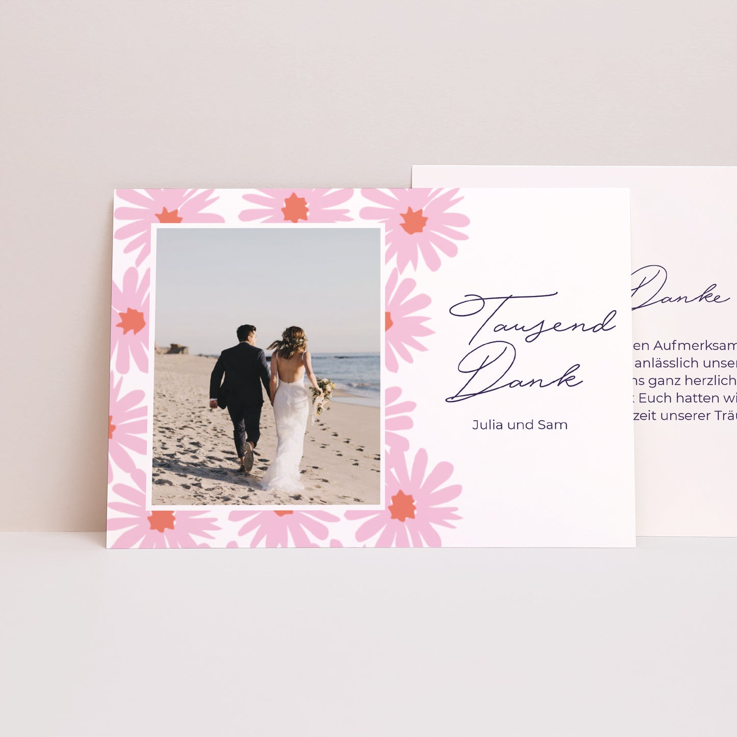 Dankeskarte Hochzeit Landschaft Blumen Pop III foto N° 1