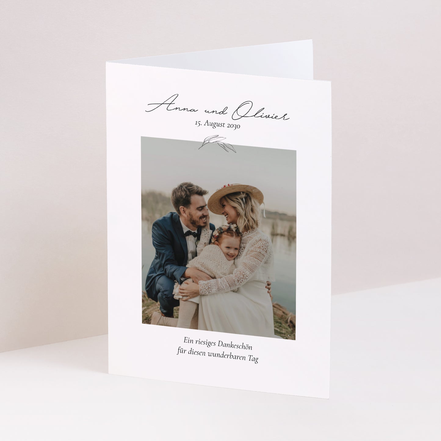Dankeskarte Hochzeit Doppelflügelporträt Mama und Papa Zweig foto N° 1