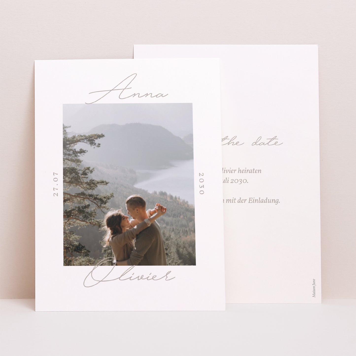 Save the date Karte Hochzeit Porträt Typo-Skript Foto II foto N° 1