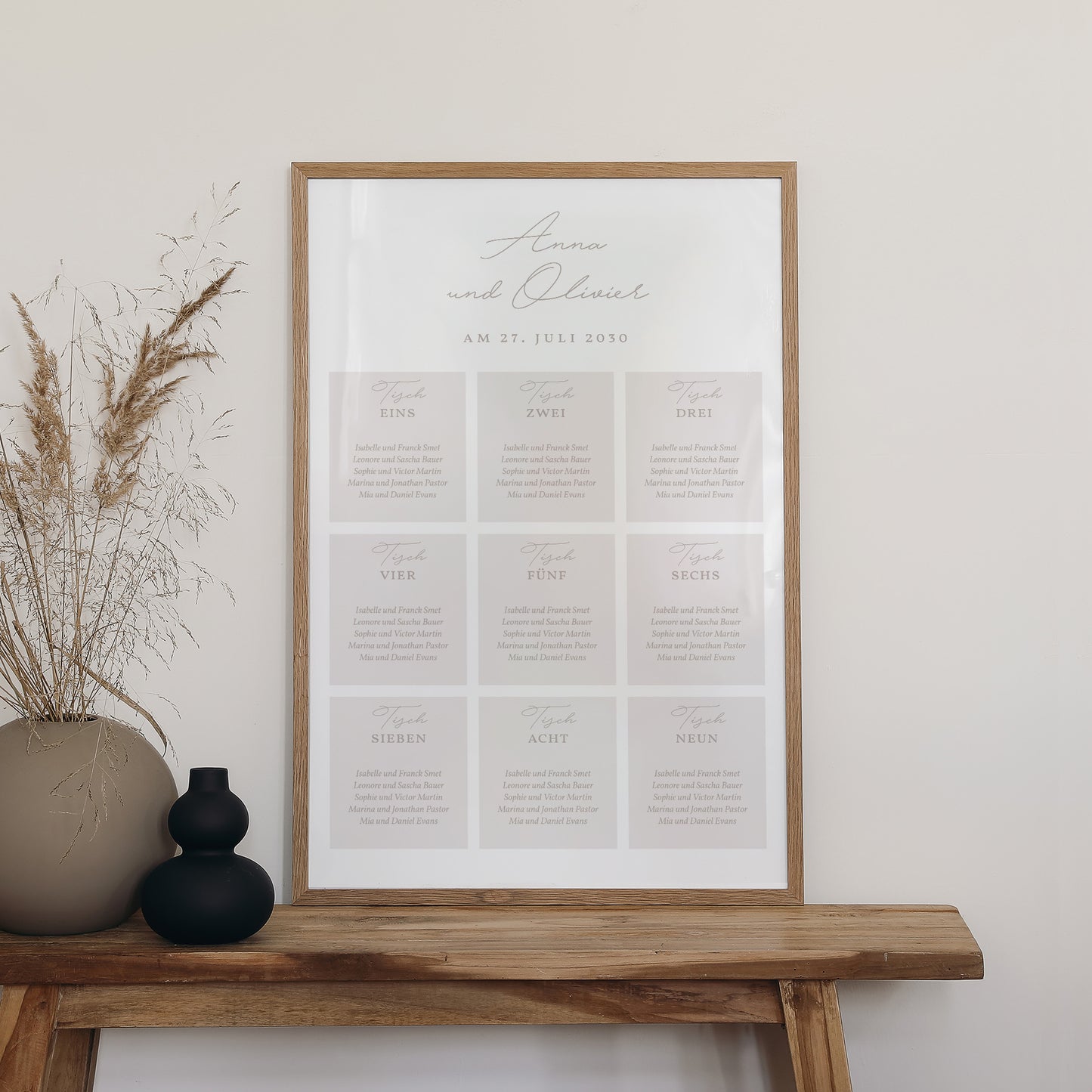 Sitzplan Hochzeit Porträt 60 x 90 cm Typo-Skript Foto II foto N° 2