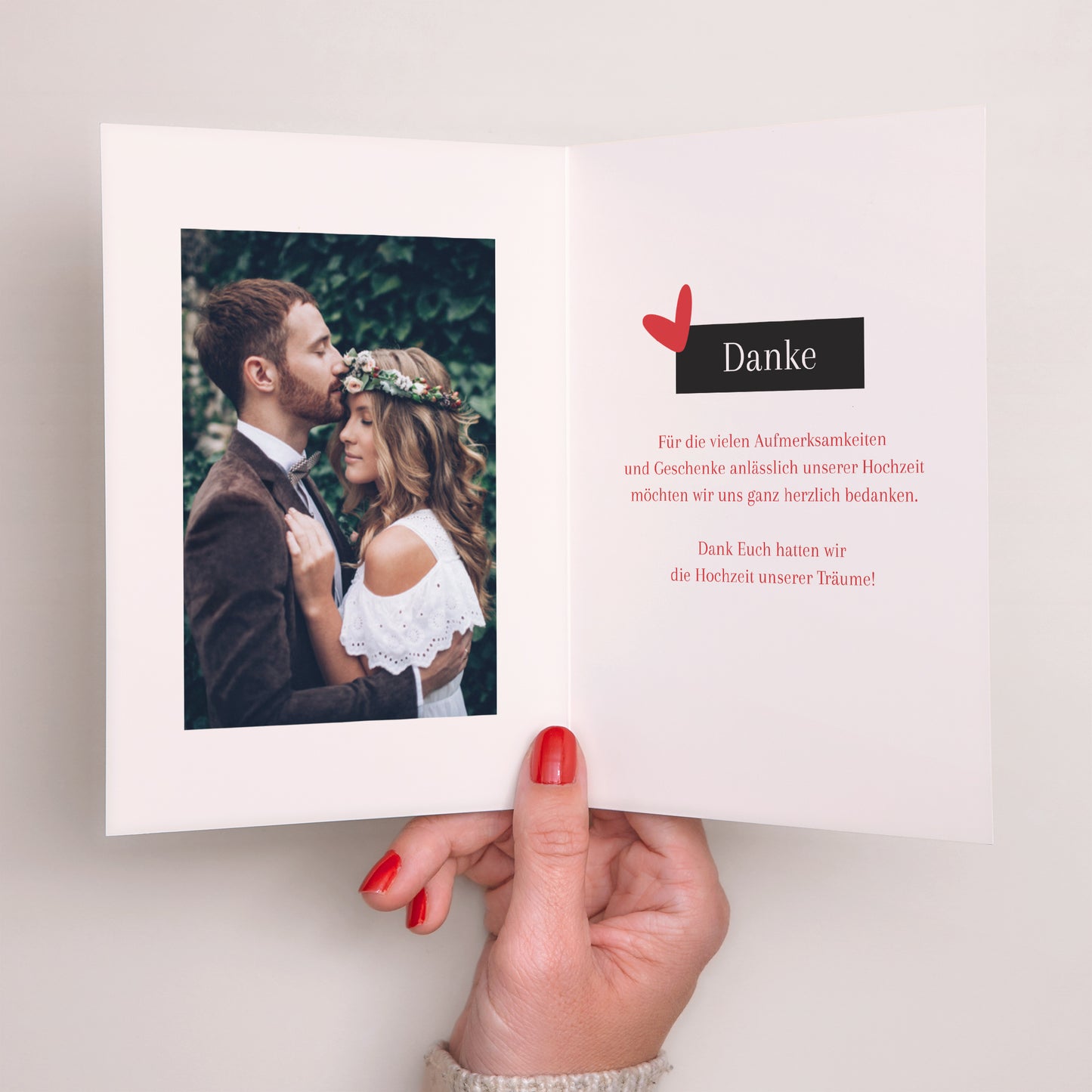 Dankeskarte Hochzeit Doppelflügelporträt foto N° 2