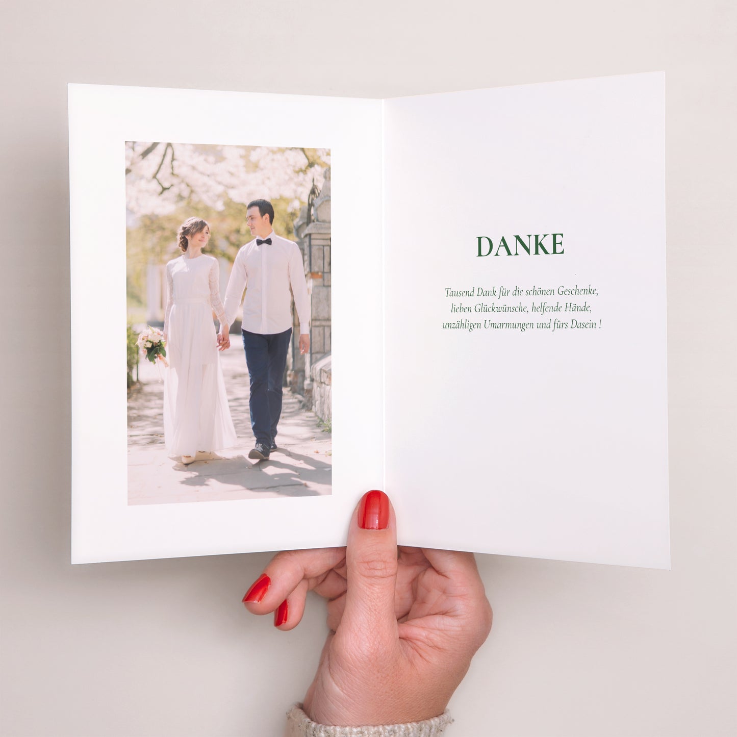 Dankeskarte Hochzeit Doppelflügelporträt Pflanzrahmen III foto N° 2