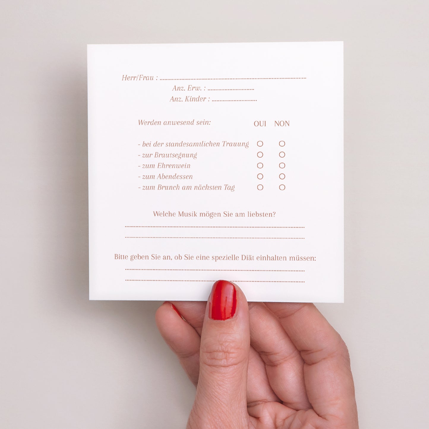 Antwortkarte Hochzeit Quadrat Gereinigt foto N° 3