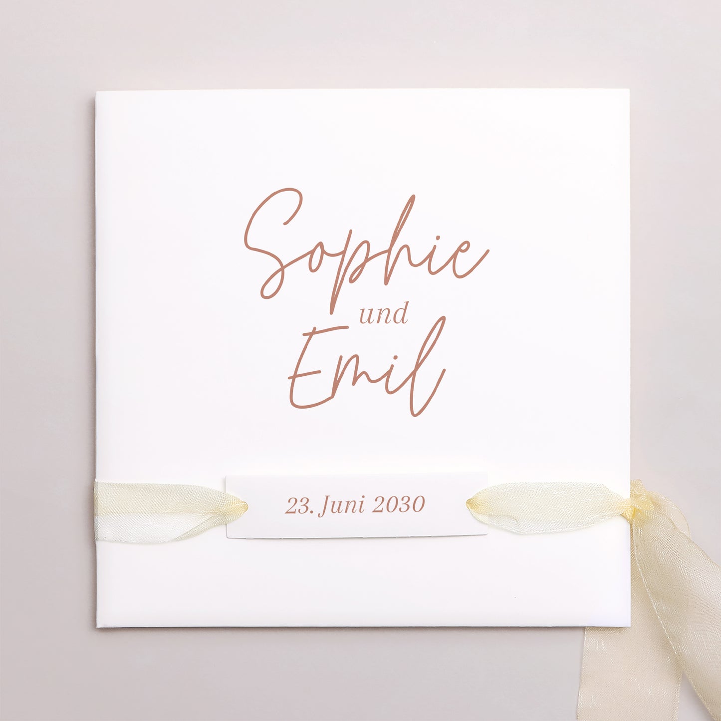 Einladungskarte Hochzeit Quadratische Hülle, 3 Karten, Etikett foto N° 1