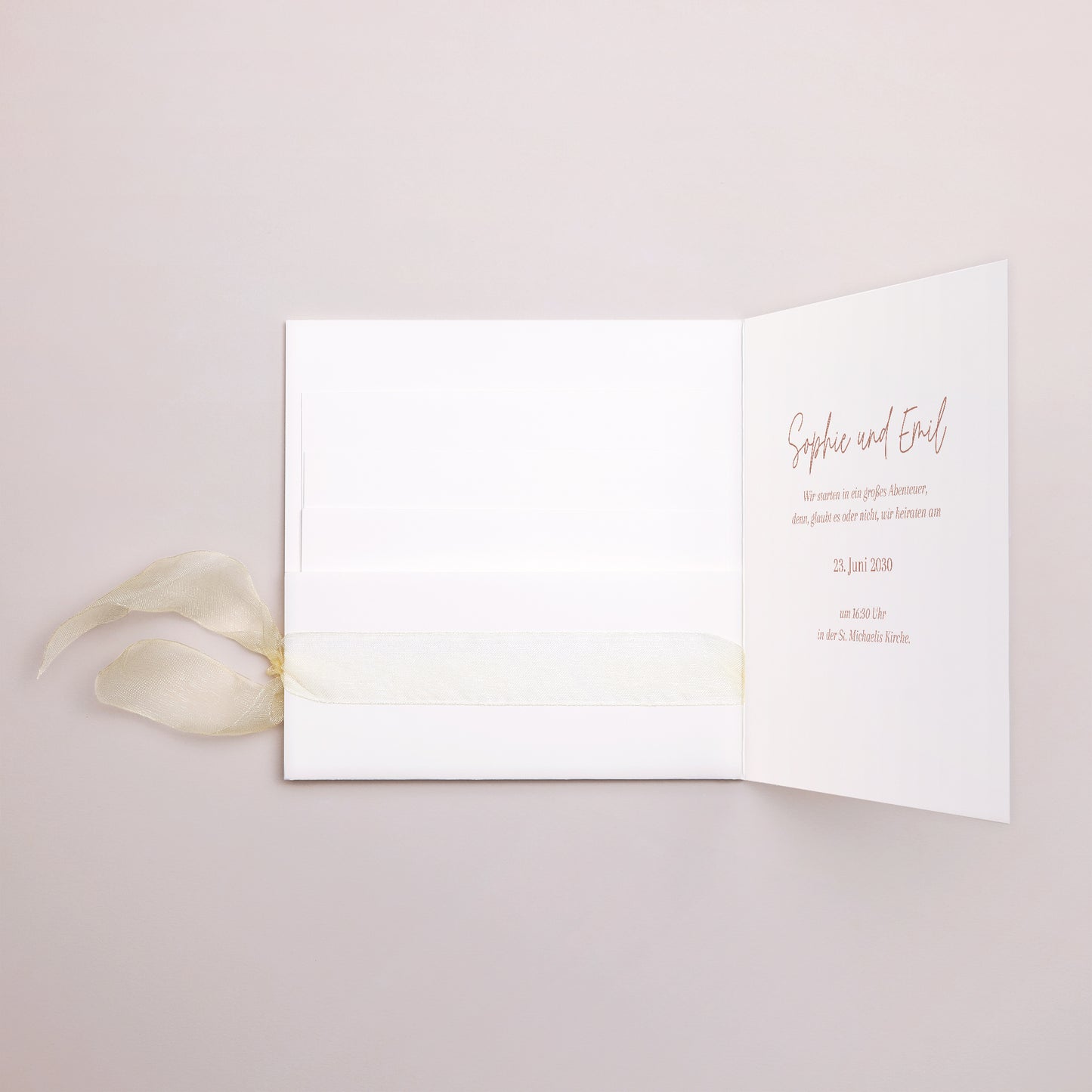 Einladungskarte Hochzeit Quadratische Hülle, 3 Karten, Etikett foto N° 2