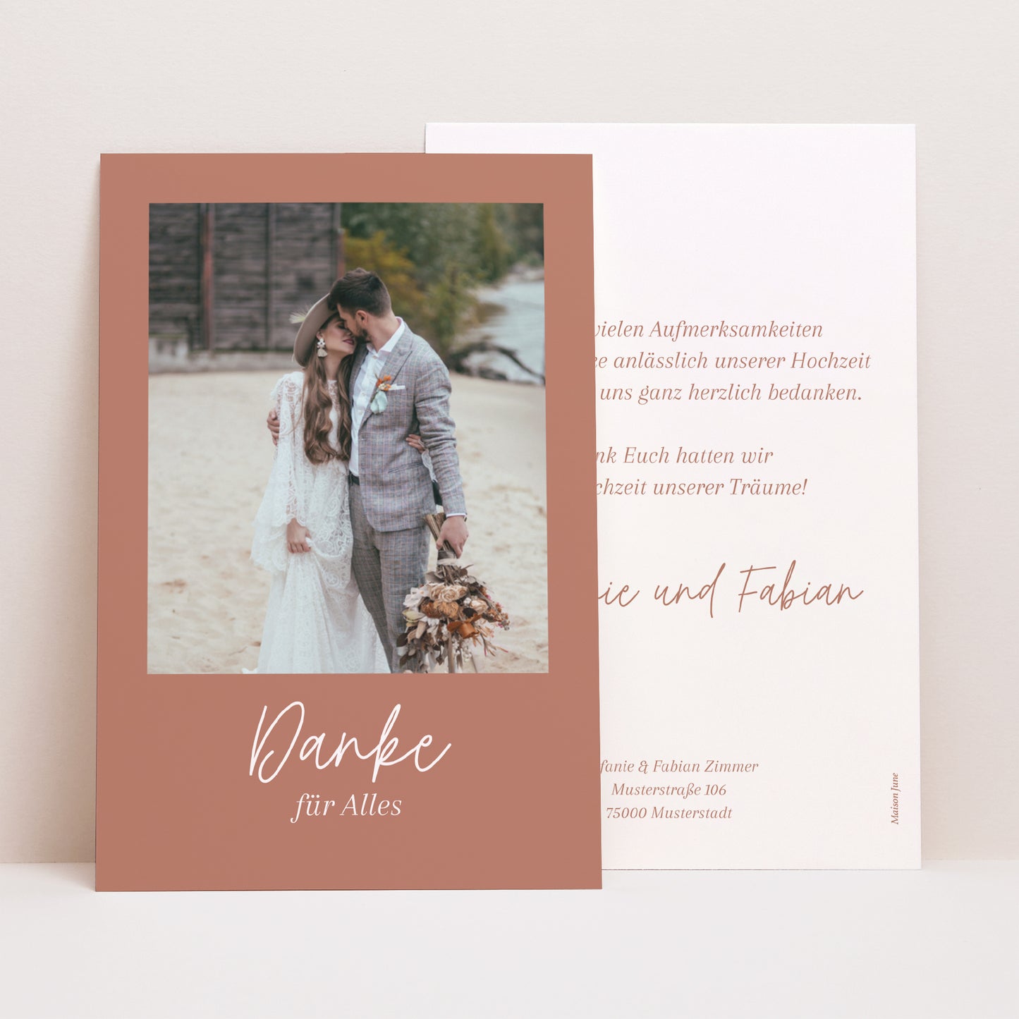 Dankeskarte Hochzeit PortraitPorträt Ziegelstaub foto N° 1