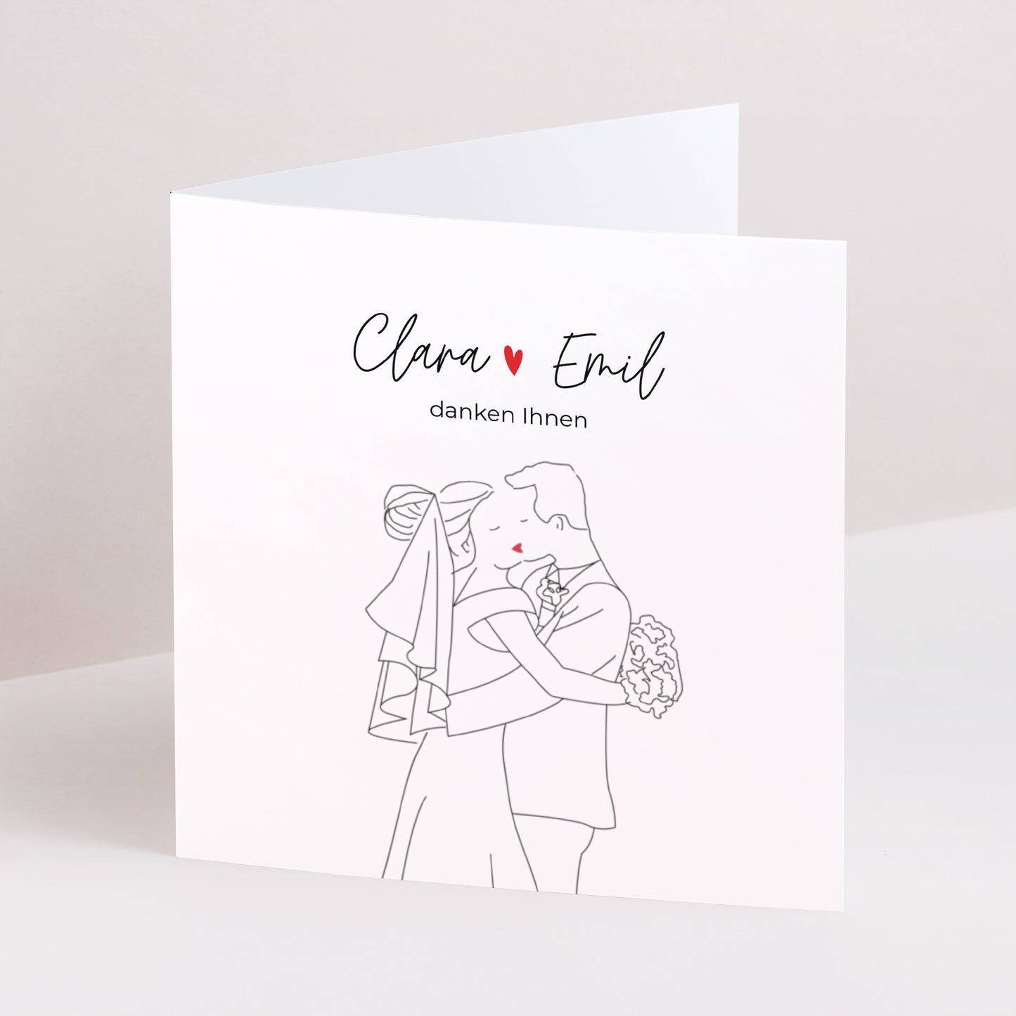 Dankeskarte Hochzeit Doppelflügiges Quadrat foto N° 1