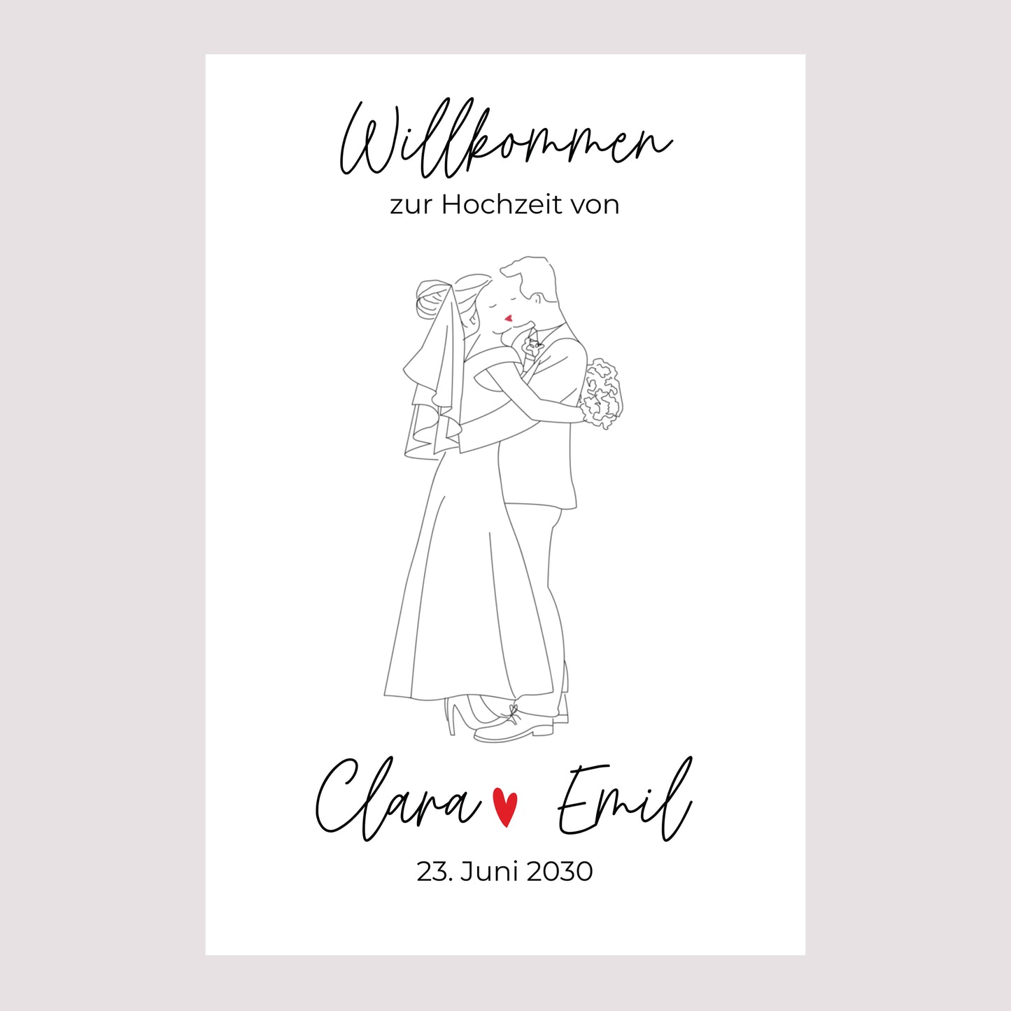 Begrüßungstafel Hochzeit Porträt 60 x 90 cm foto N° 2