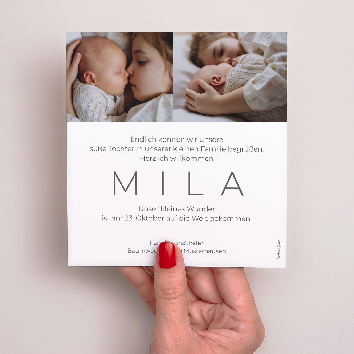 Geburtskarte Quadrat Die Hübscheste foto N° 3