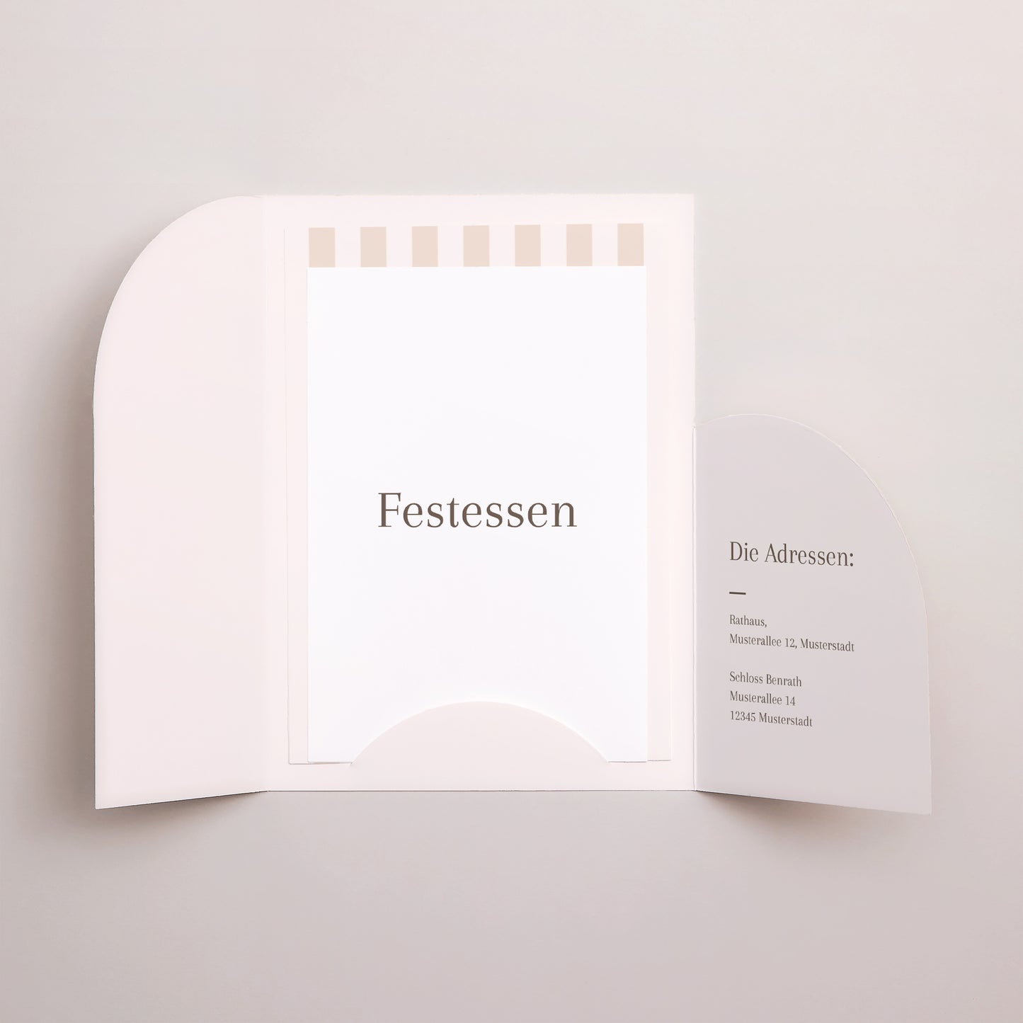 Hochzeitseinladung Hülle für 2 Karten Beige Streifen foto N° 3