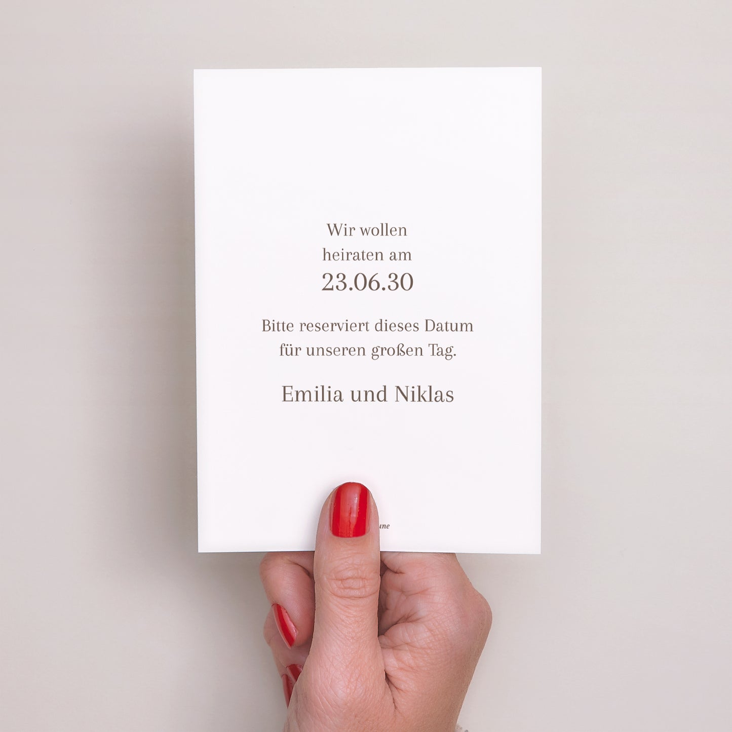 Save the date Karte Hochzeit Porträt Beige Streifen foto N° 3