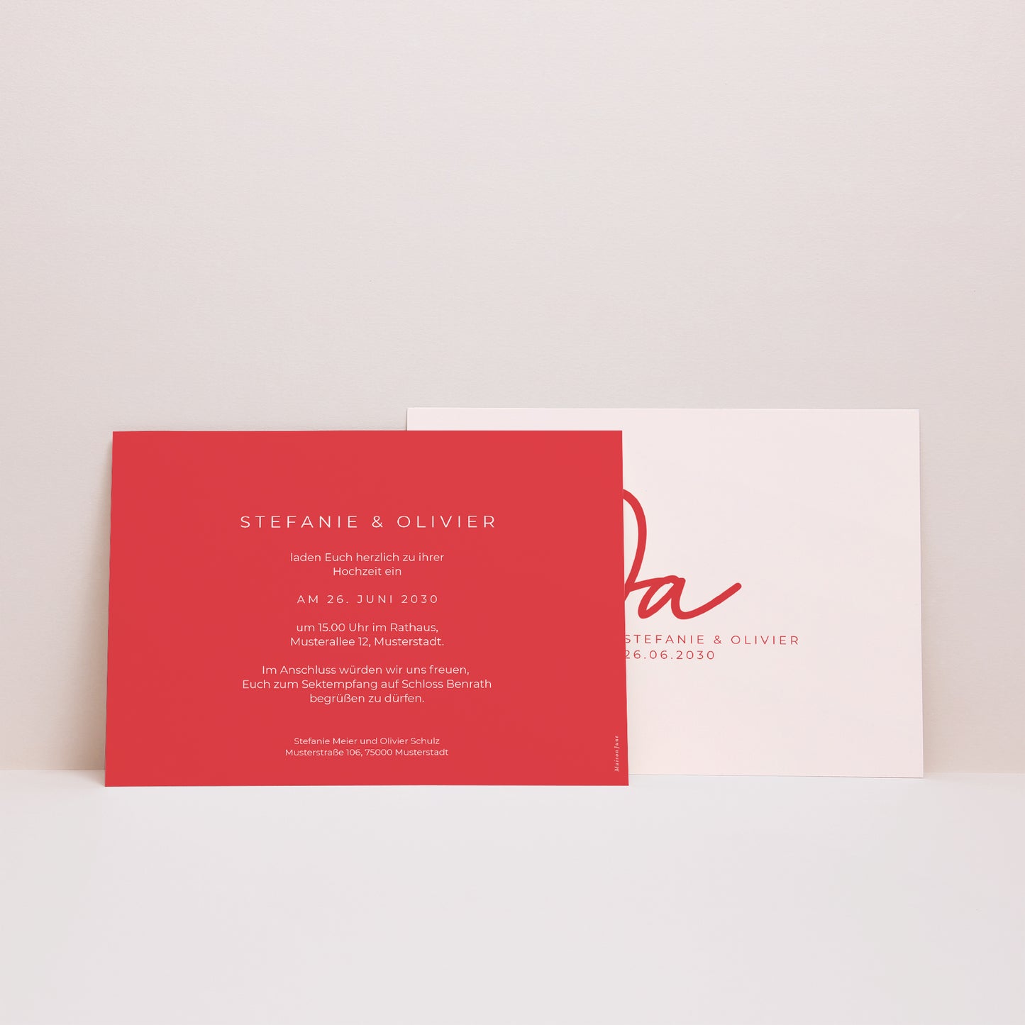 Hochzeitseinladung Landschaft Rot & Creme II foto N° 3