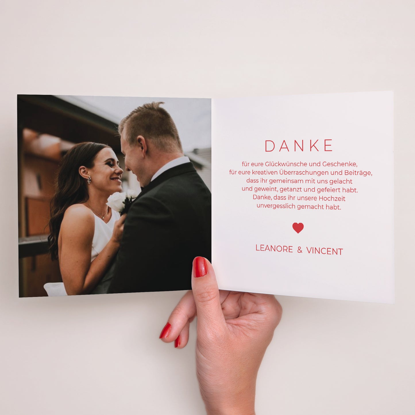 Dankeskarte Hochzeit Doppelflügelfenster Gelbe Sonne foto N° 2