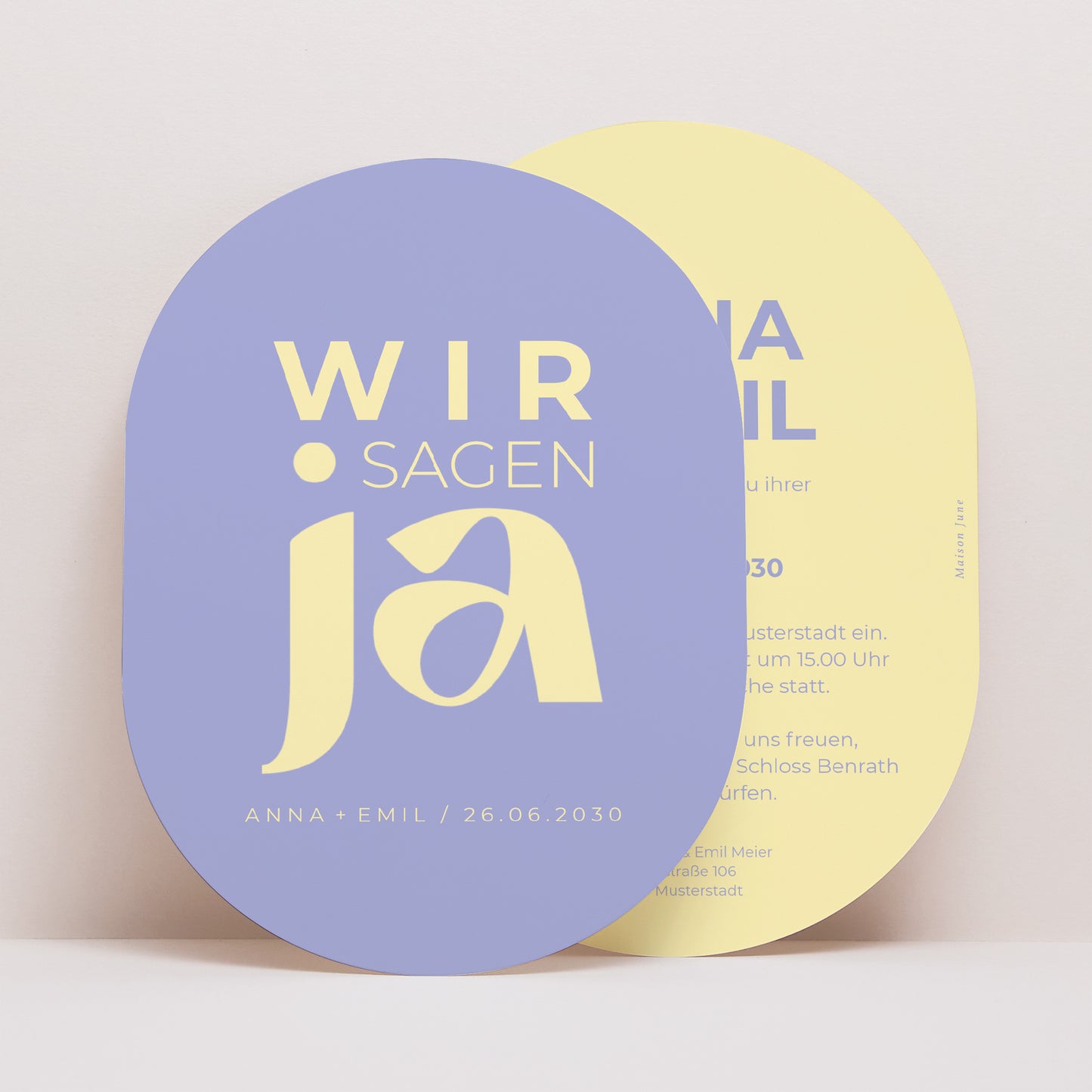 Einladungskarte Hochzeit oval Gelbe Grafik foto N° 1