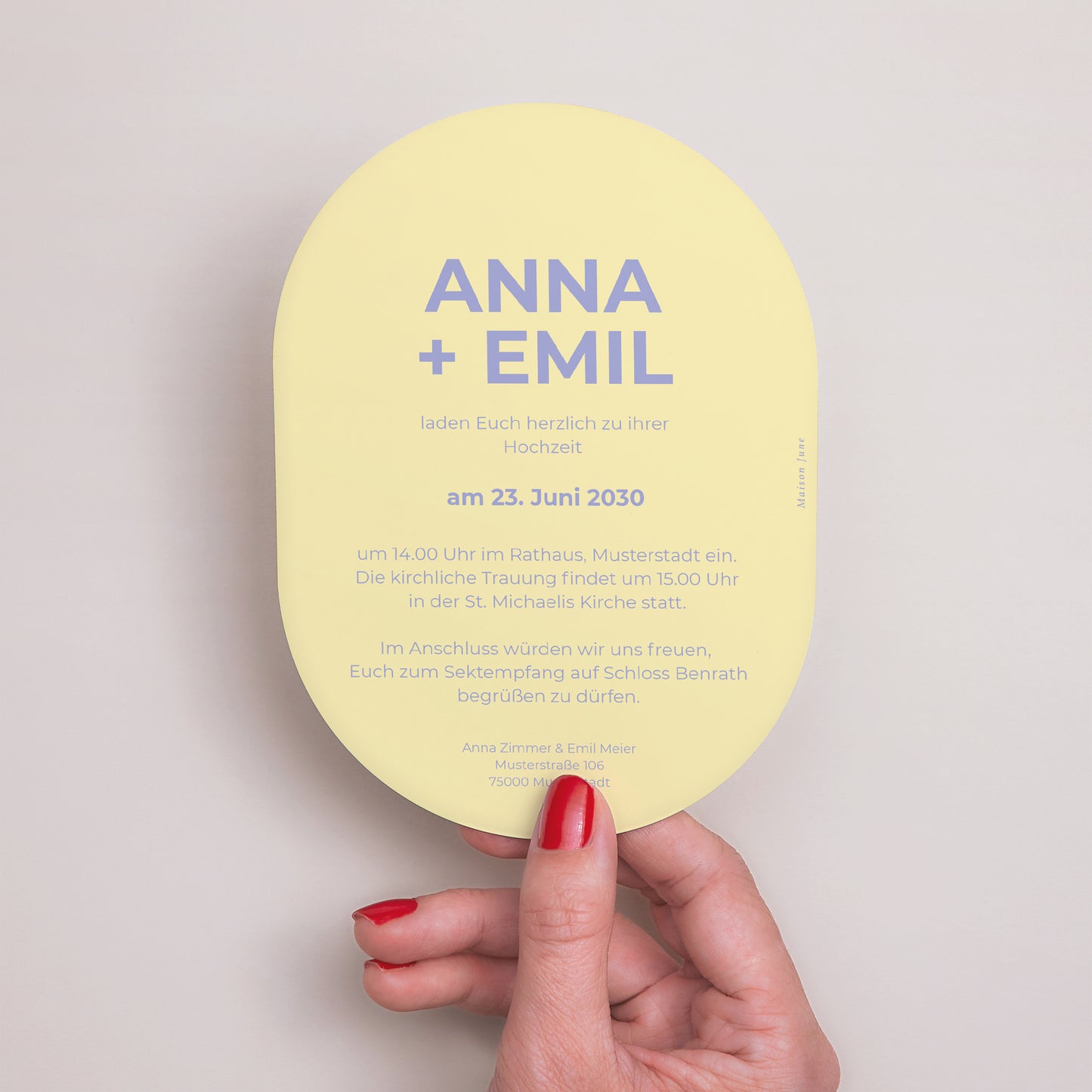 Hochzeitseinladung oval Gelbe Grafik foto N° 3