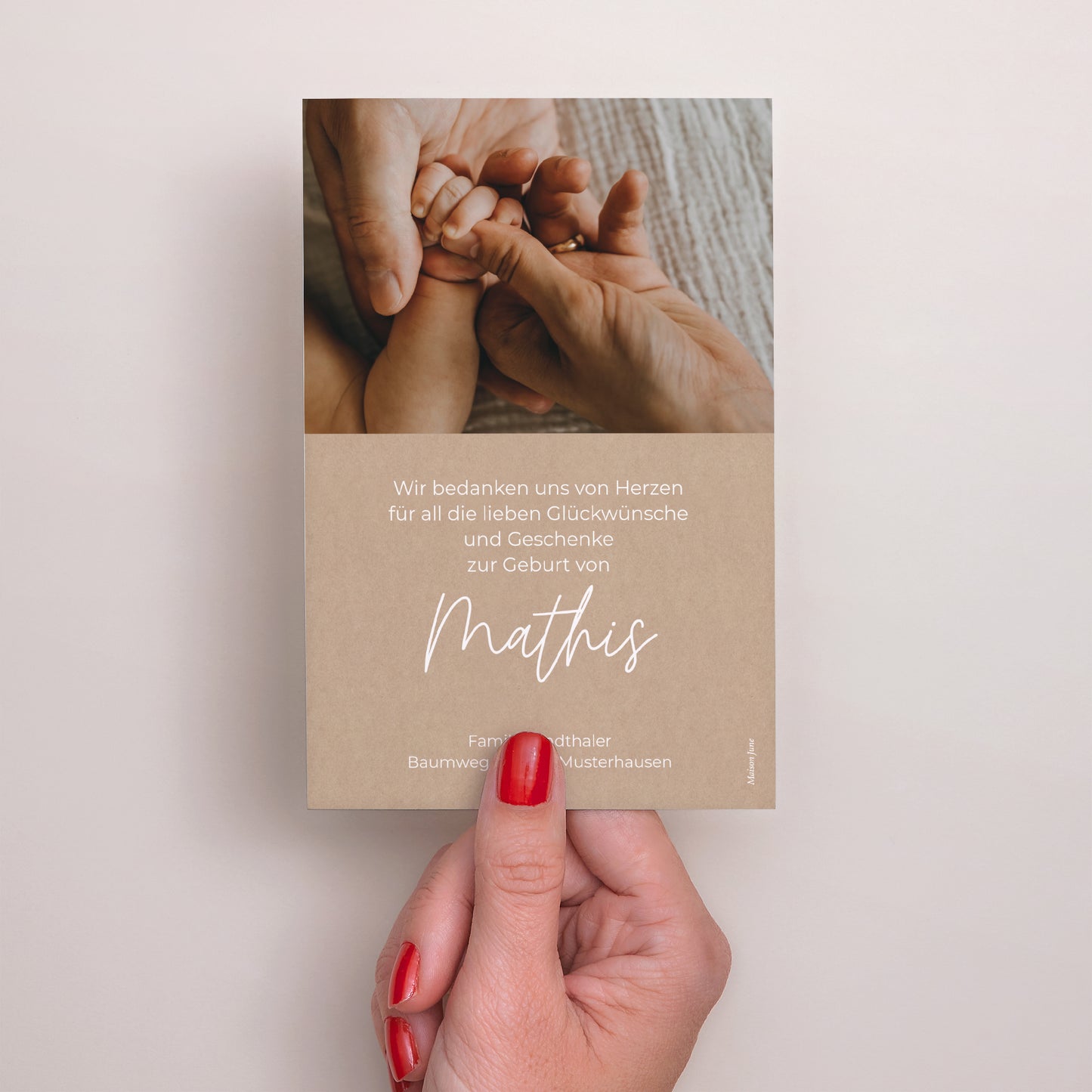 Dankeskarte Geburt PortraitPorträt single baby foto N° 3