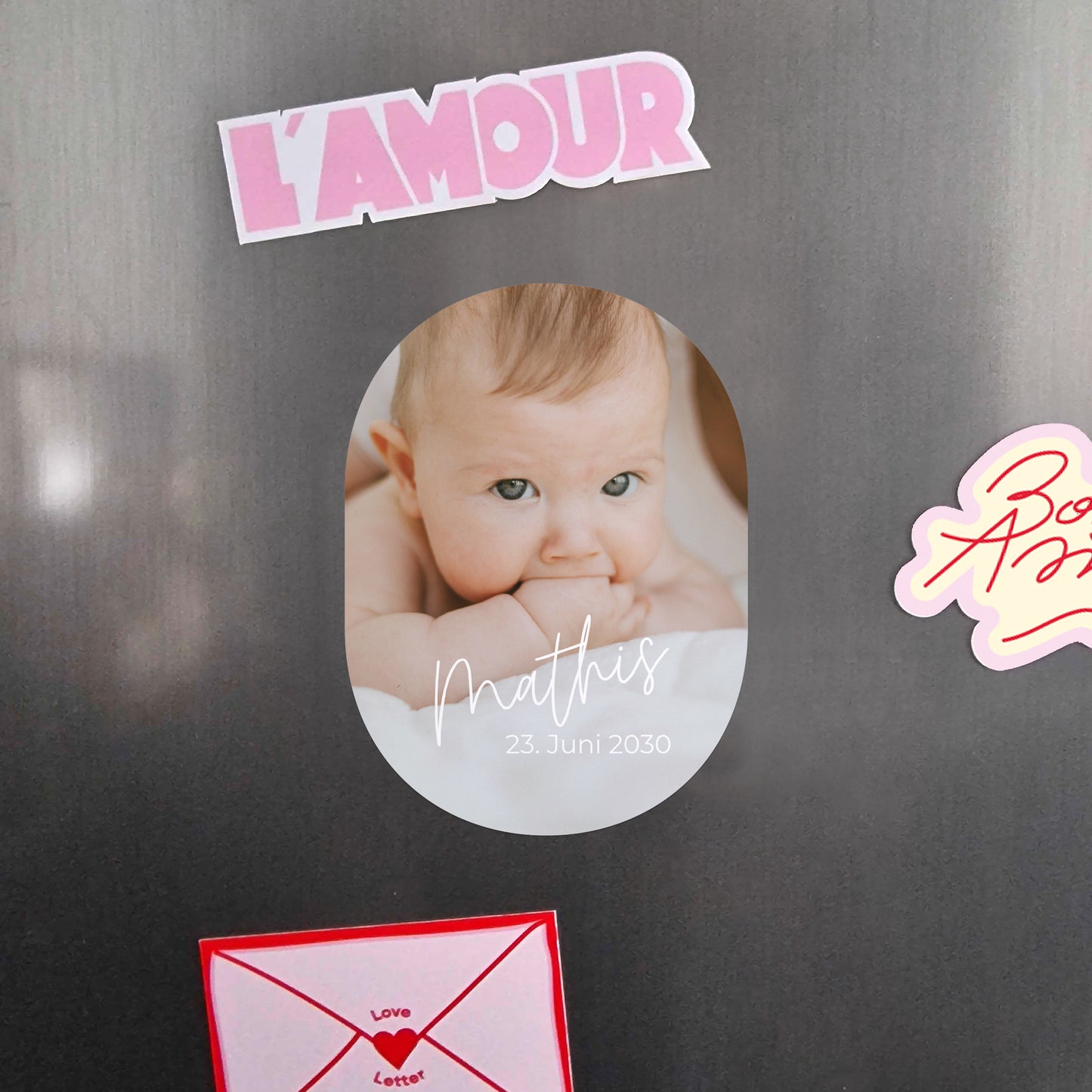 Geburtskarte 8er-Pack, magnetisch, oval single baby foto N° 4