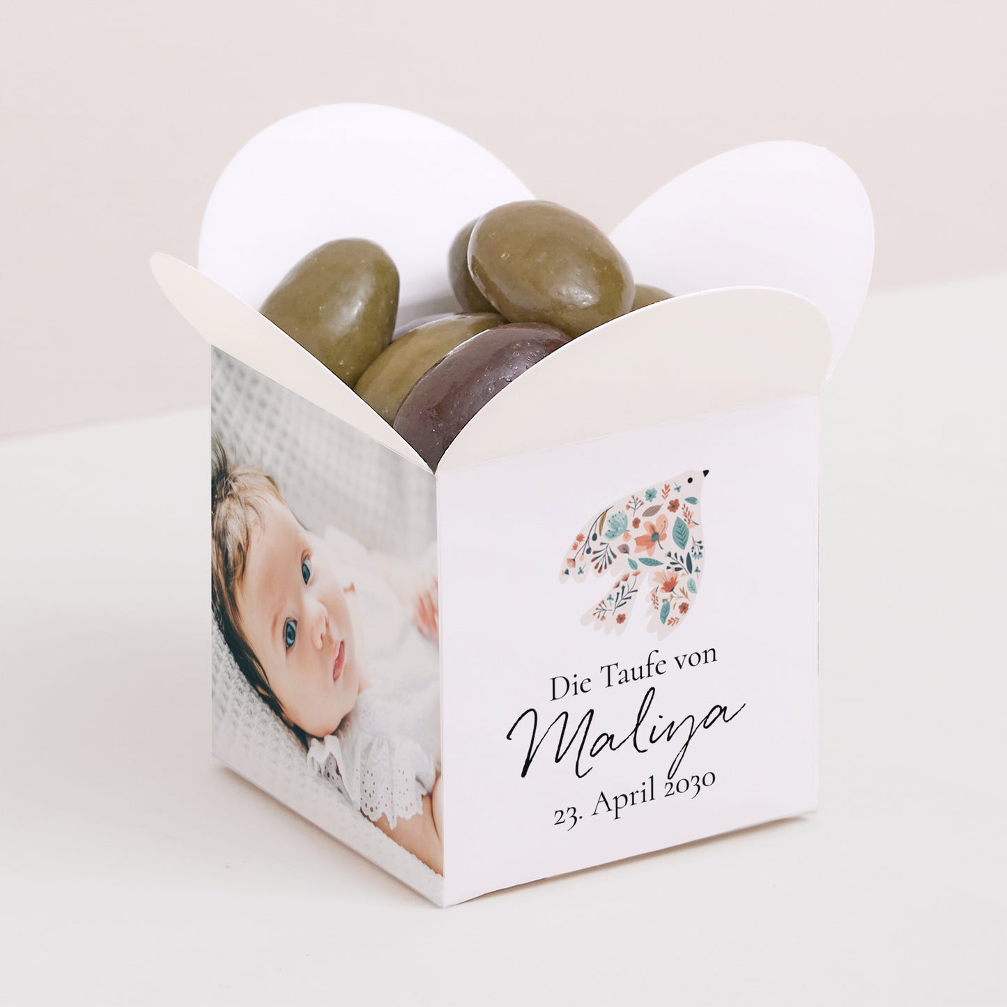 Geschenkbox Taufe Schmetterlingsöffnung foto N° 1