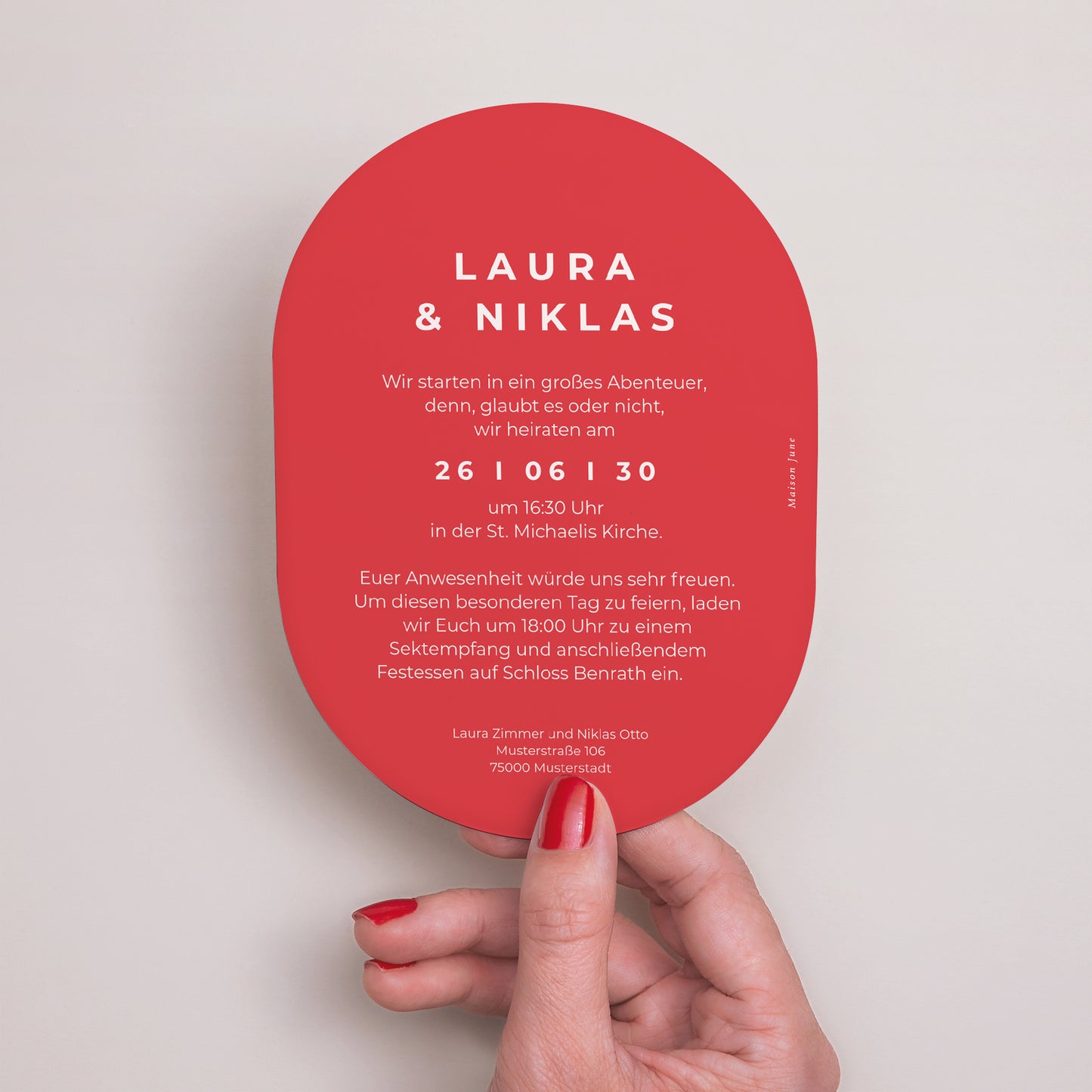 Hochzeitseinladung oval Ja Herz. foto N° 3