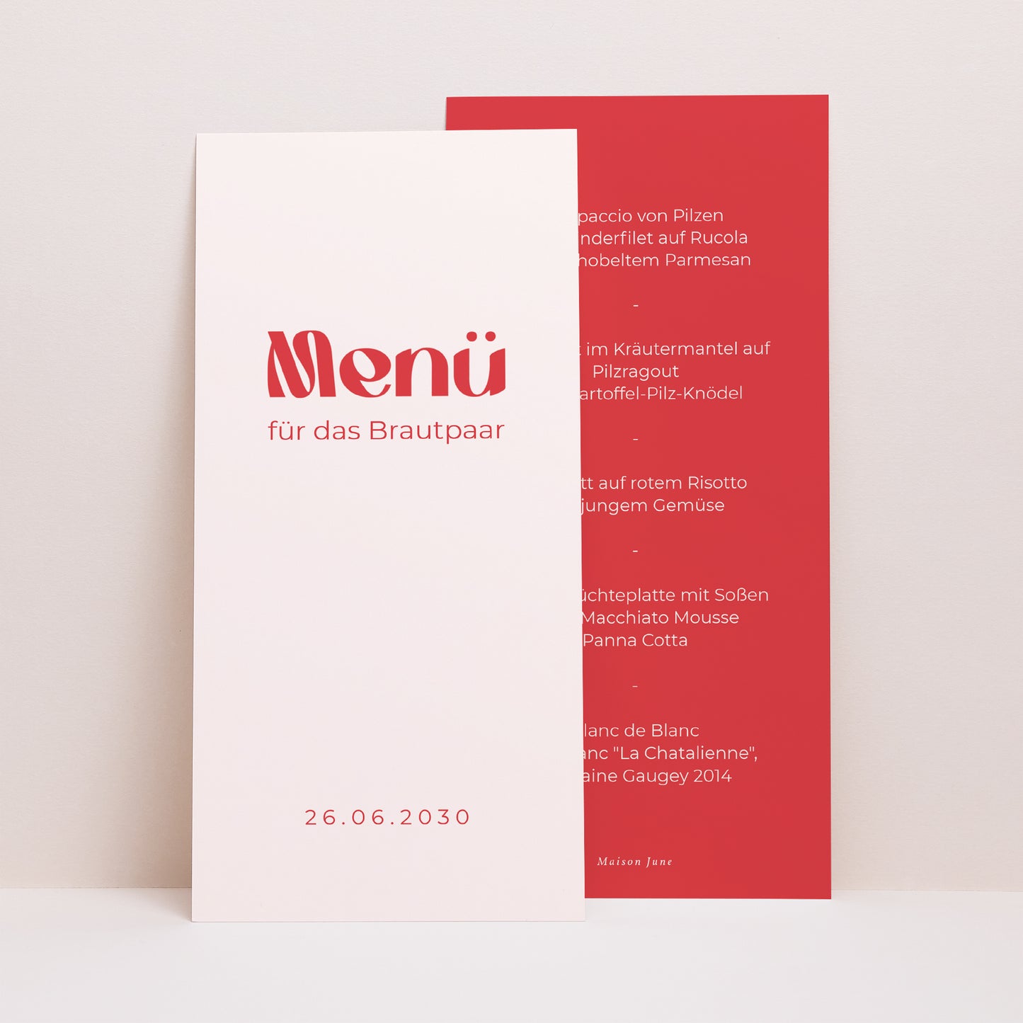 Menükarte Hochzeit Panoramatisches Porträt Ja Herz. foto N° 1