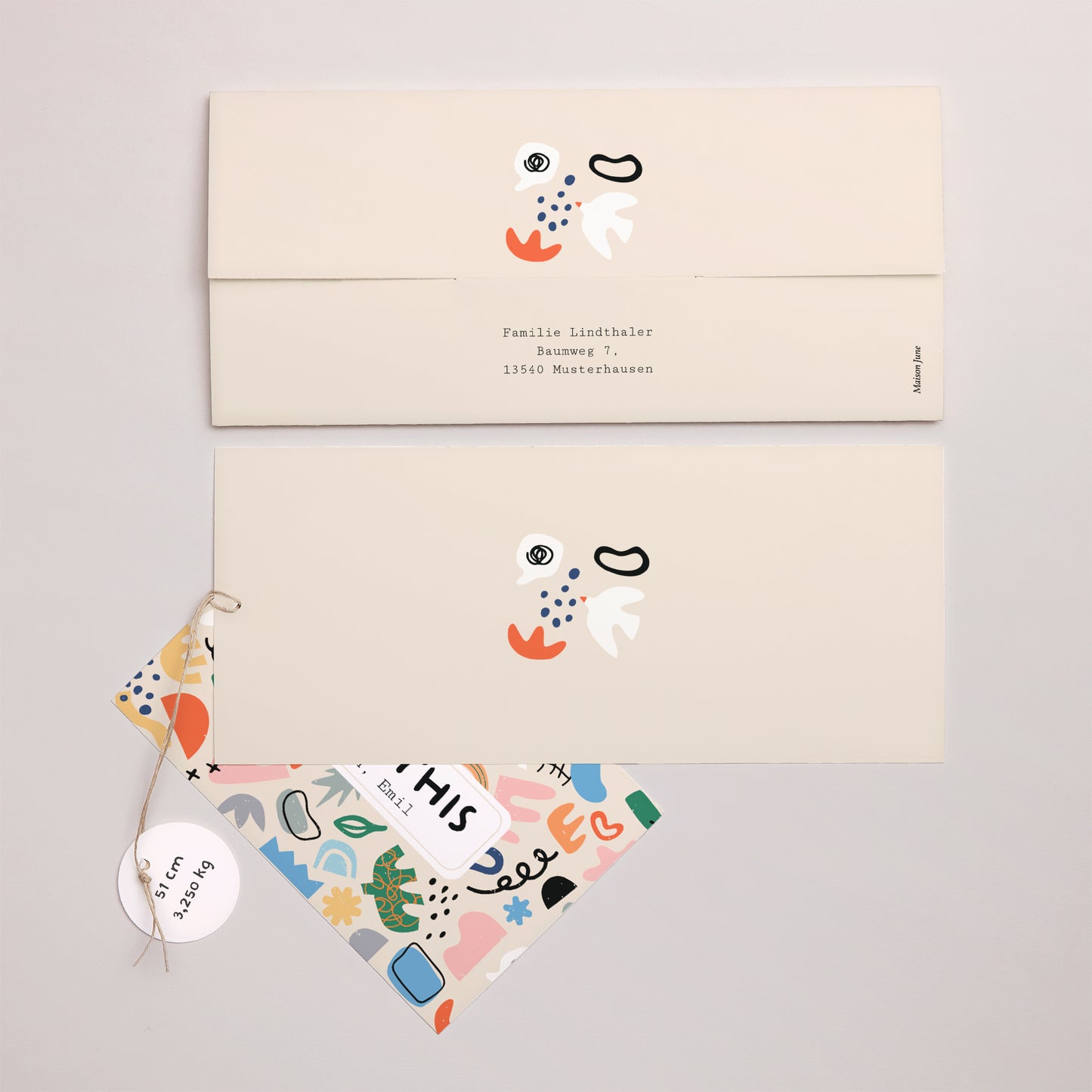 Geburtskarten Mappe 2 Karten, Etikett foto N° 4