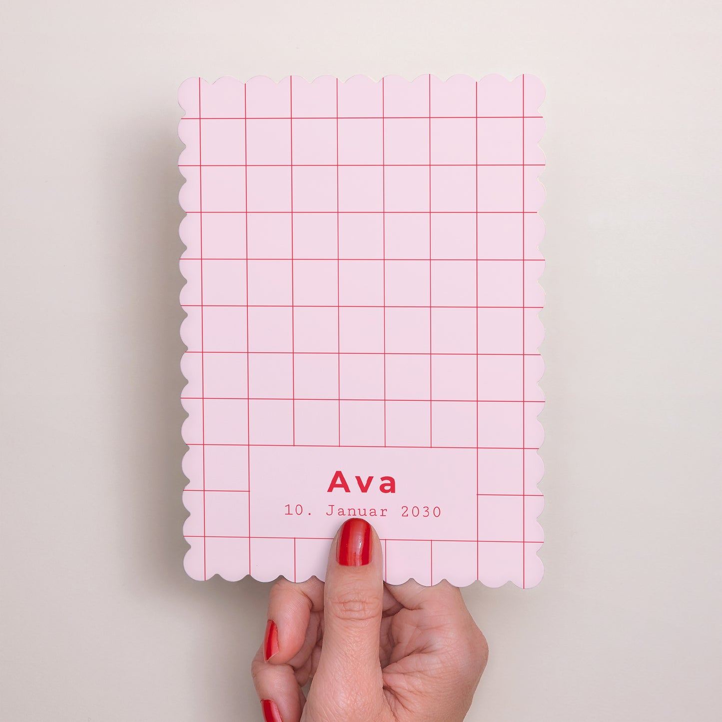 Geburtskarte Porträt, Keksränder Neuer Vichy Pink foto N° 2