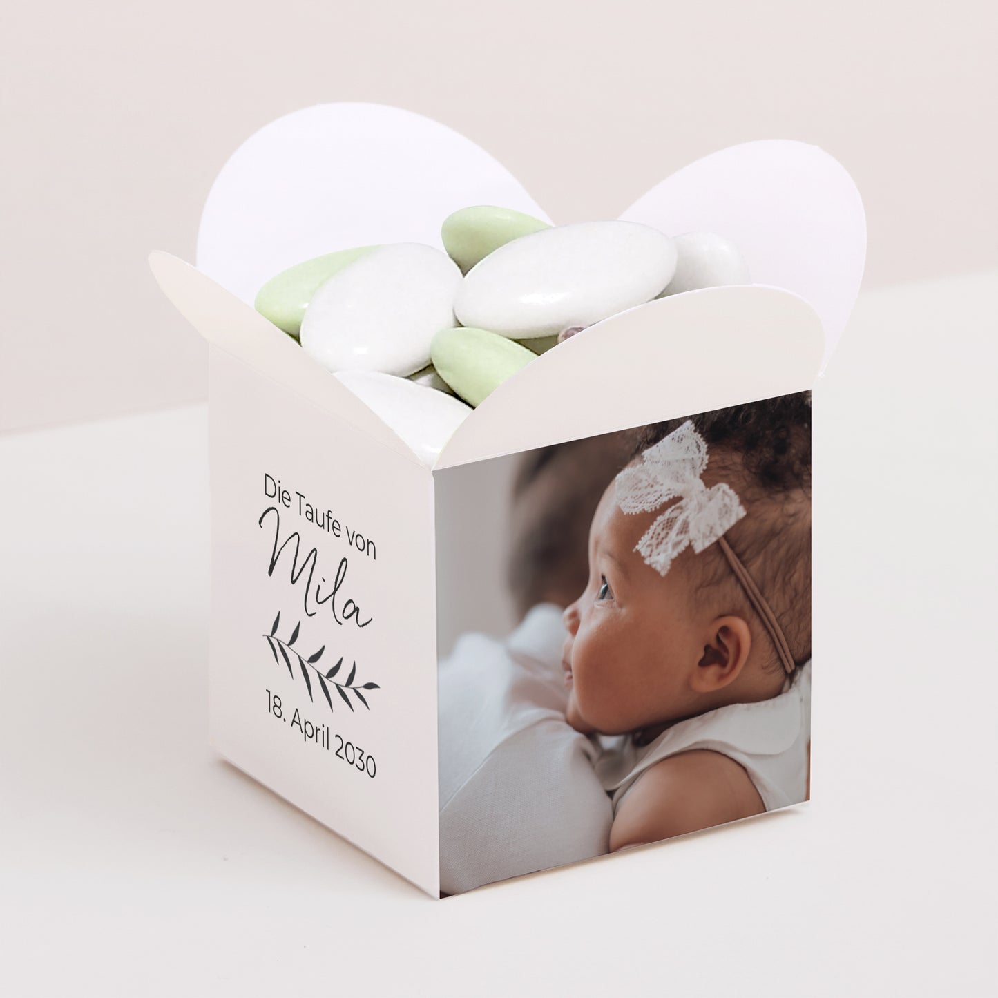 Geschenkbox Taufe Schmetterlingsöffnung Knuddell mich mit Küssen foto N° 1