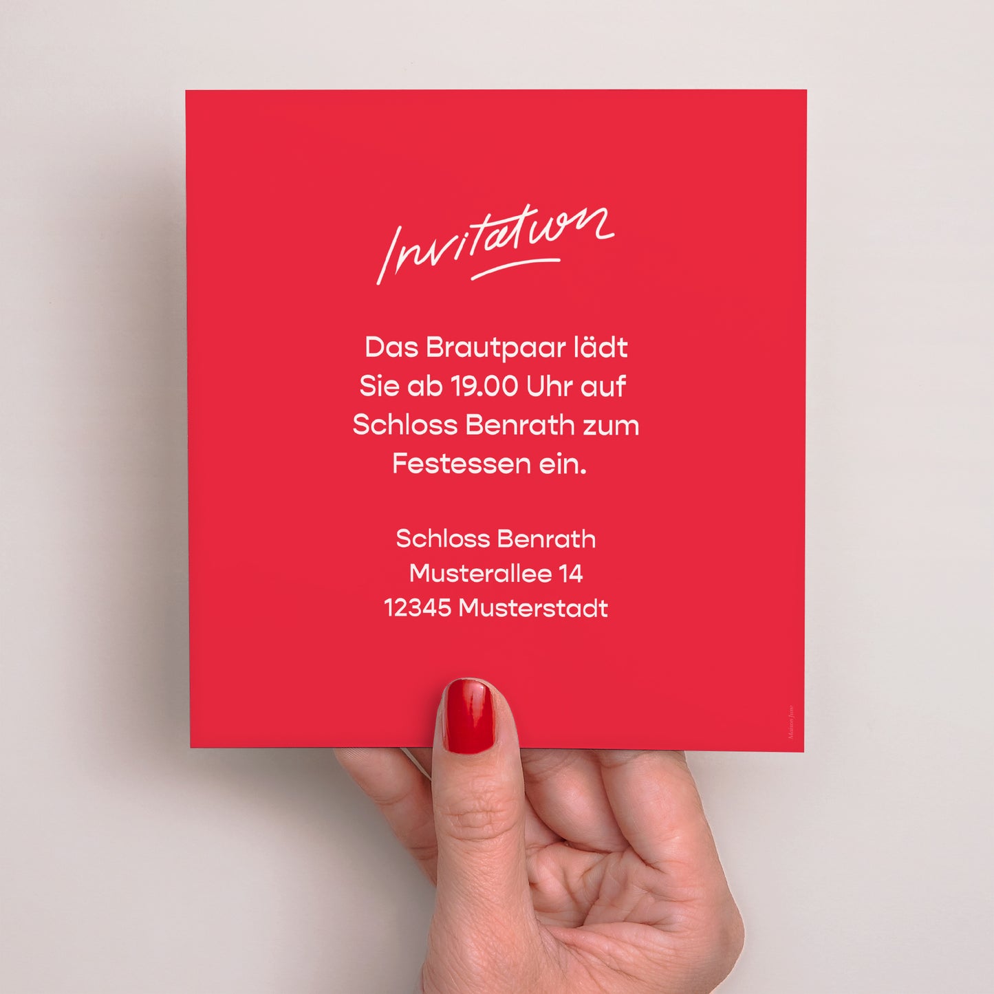 Einladungskarte Hochzeit Quadrat Liebe in den Achtzigern Rot foto N° 3