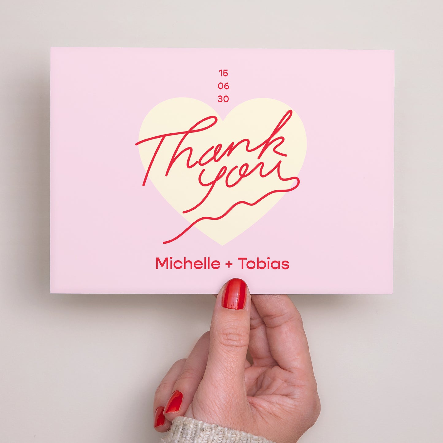 Dankeskarte Hochzeit Landschaft Hallo Liebesrosa. foto N° 3