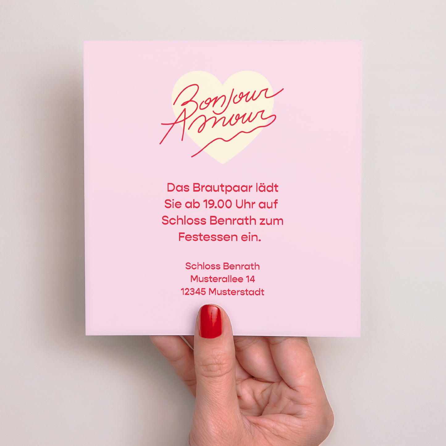 Einladungskarte Hochzeit Quadrat Hallo Liebe Vanille. foto N° 3