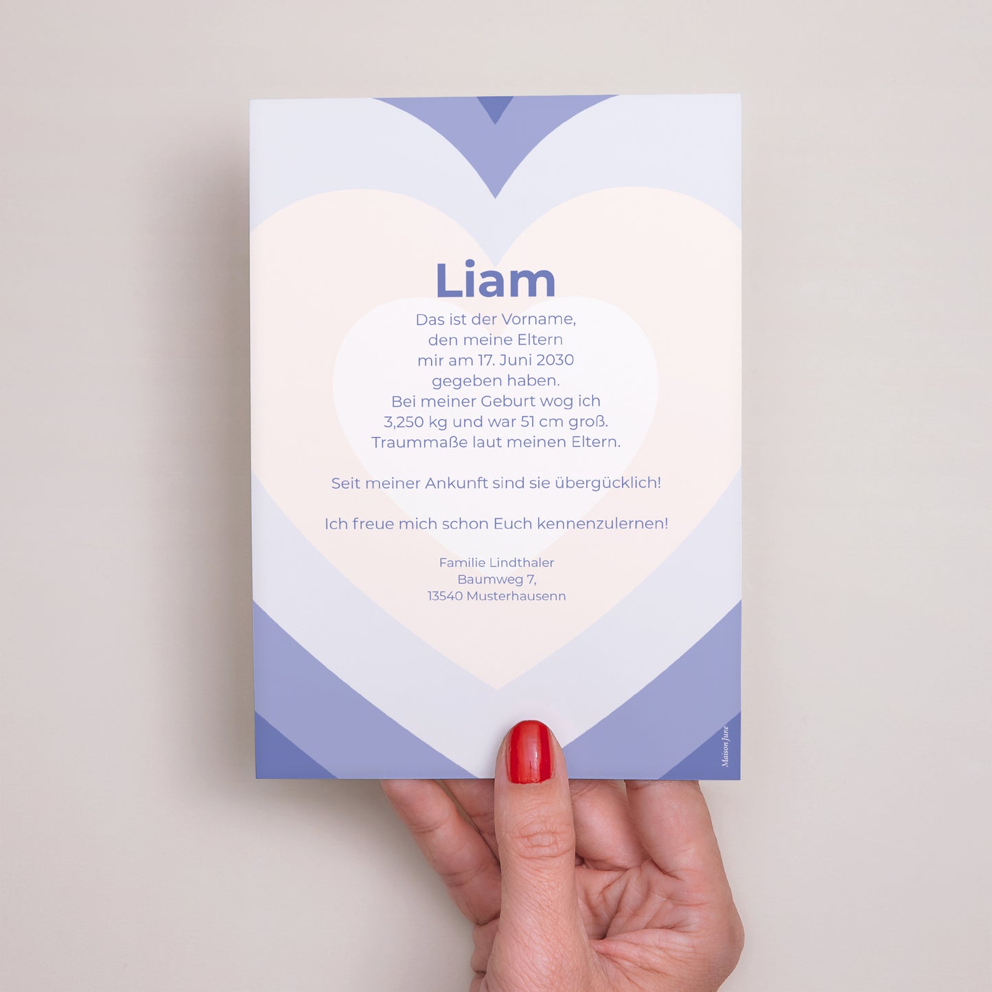 Geburtskarte Schlagendes blaues Herz foto N° 3