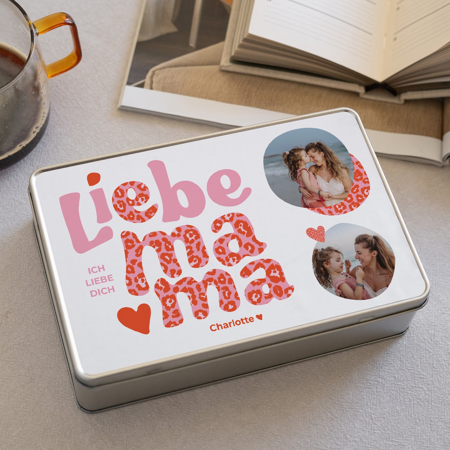 Metalldose Objekte Rechteck Mutter Leopard foto N° 2