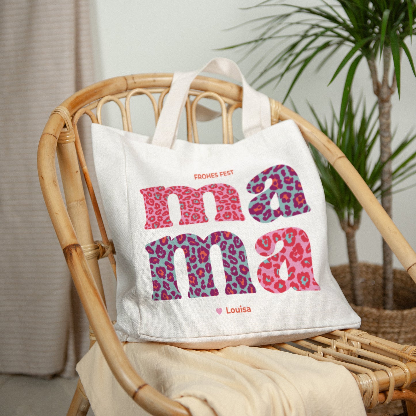 Tote bag Objekte Tragehenkel Leopard Mama foto N° 2