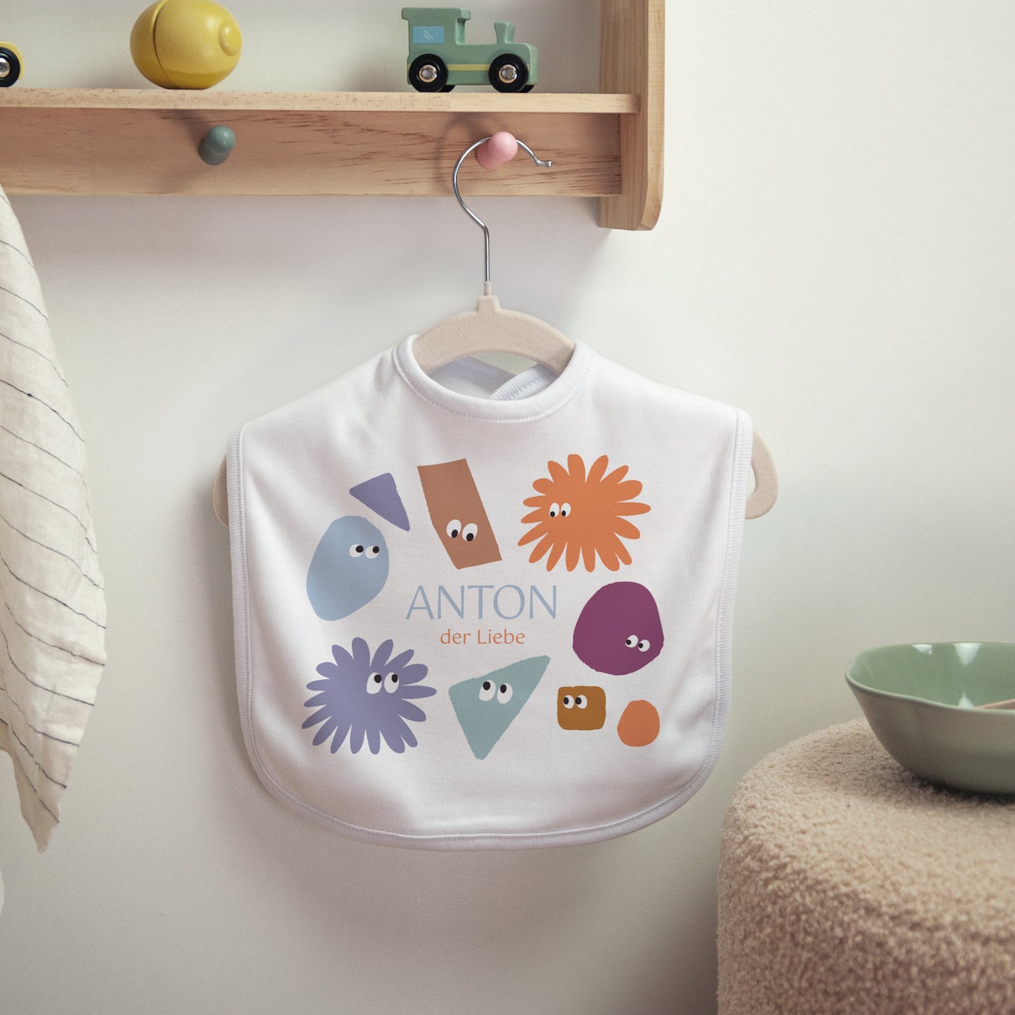 Kinderlätzchen Geburt Stoff Die blauen Chaoten foto N° 2