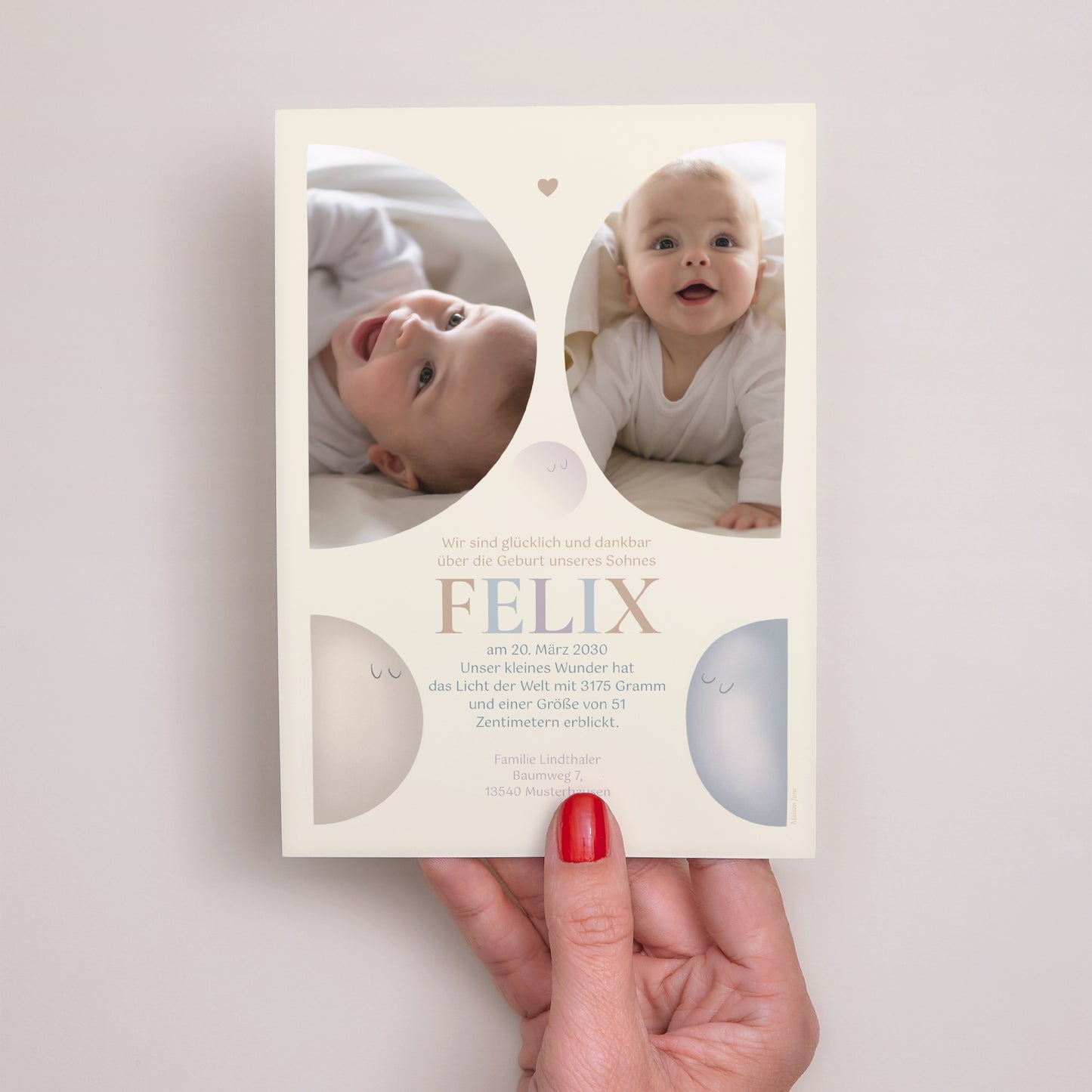 Geburtskarte Halbmond. foto N° 3