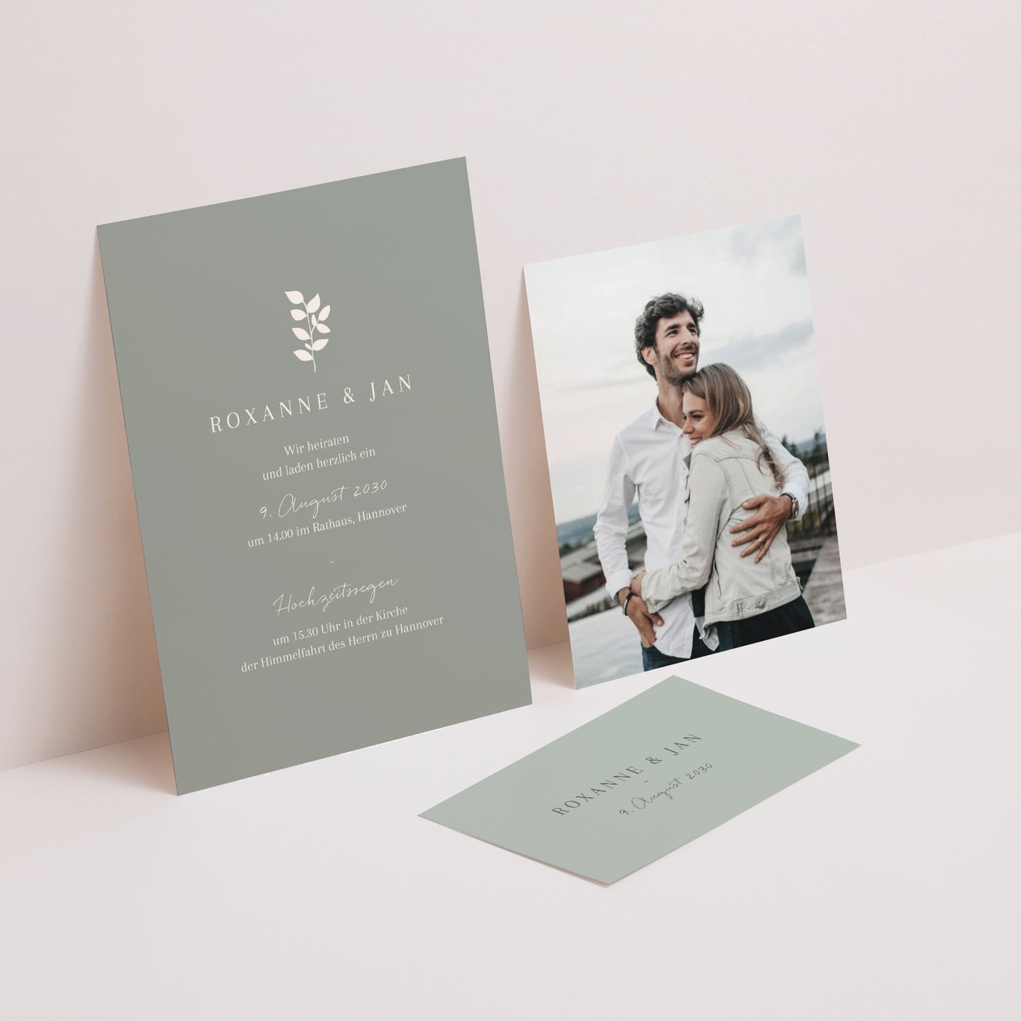 Hochzeitseinladung 3 Karten, Band Romantische Zärtlichkeit. foto N° 2
