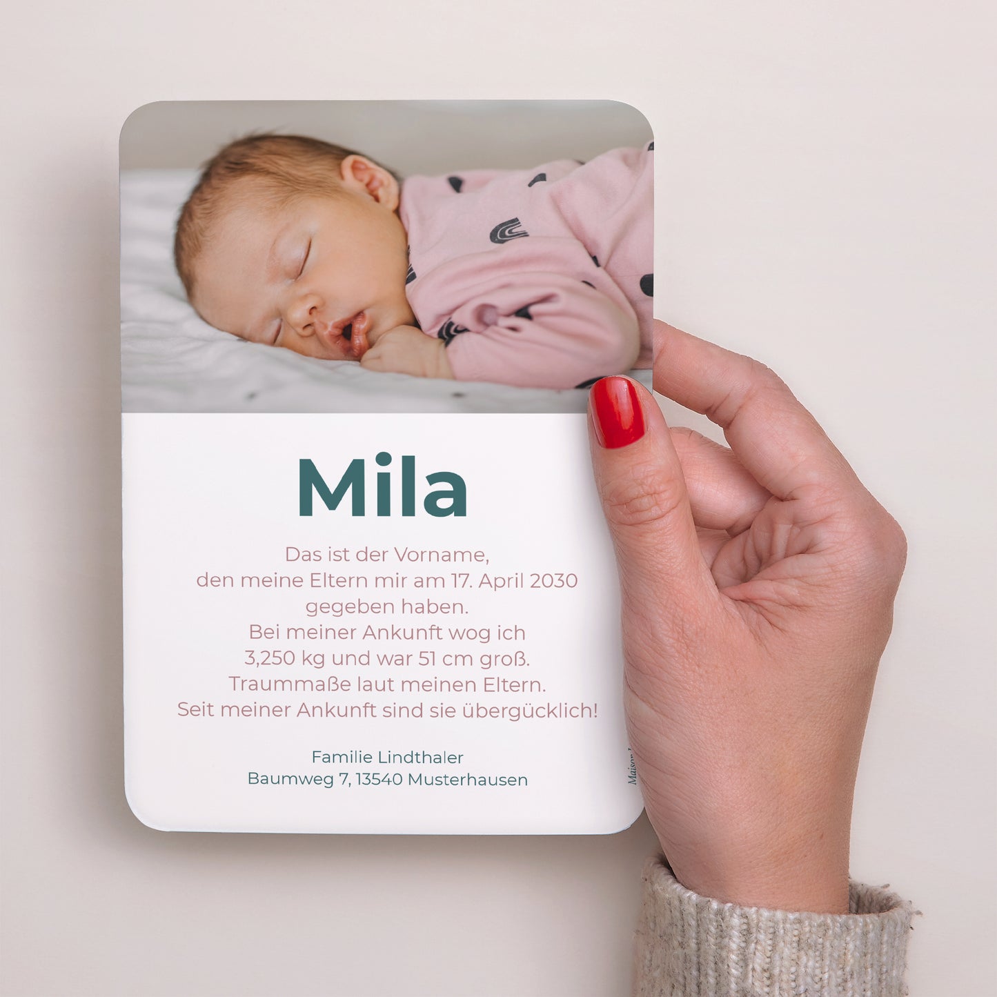 Geburtskarte Porträt, abgerundete Kanten Lolly foto N° 3