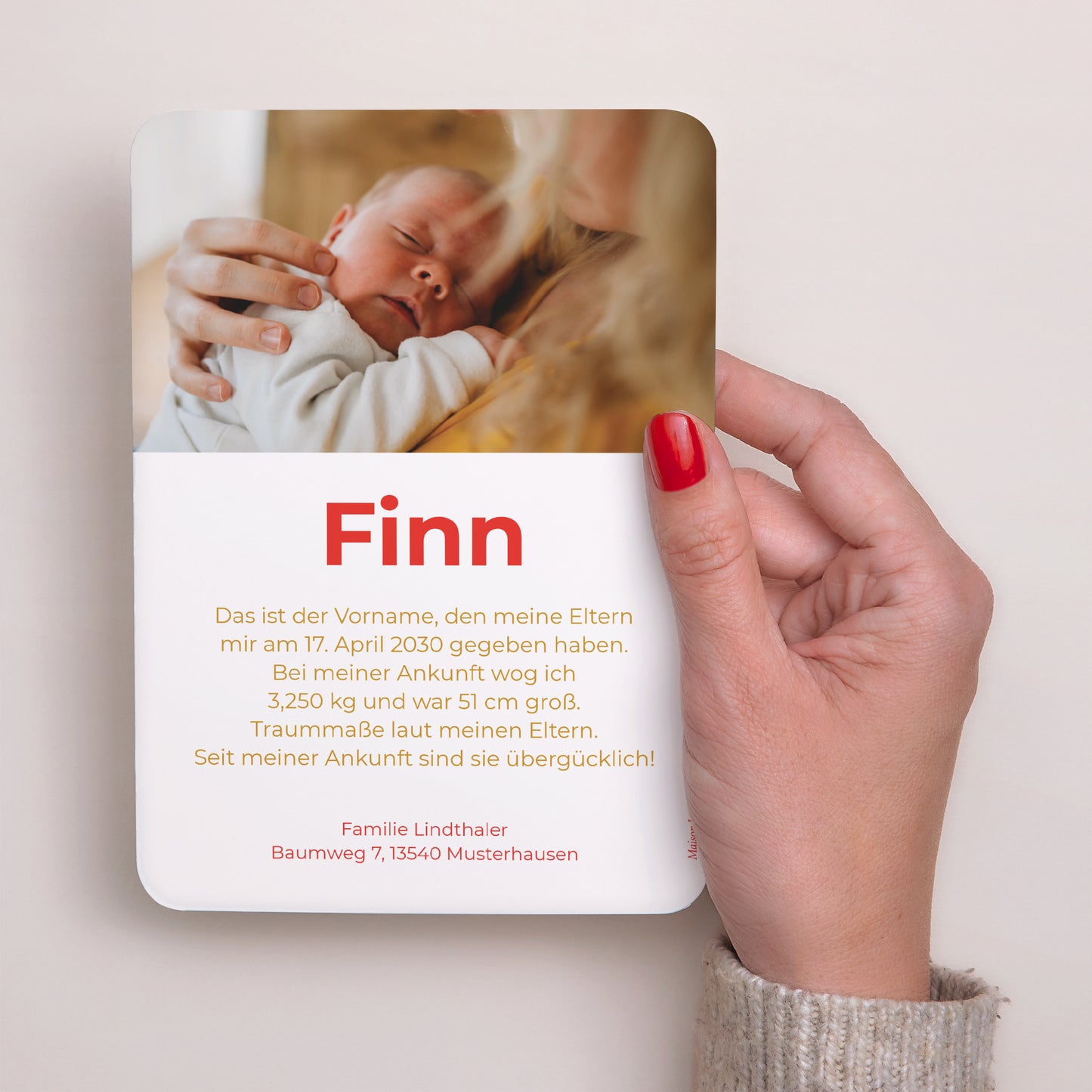 Geburtskarte Porträt, abgerundete Kanten Pouppy foto N° 3