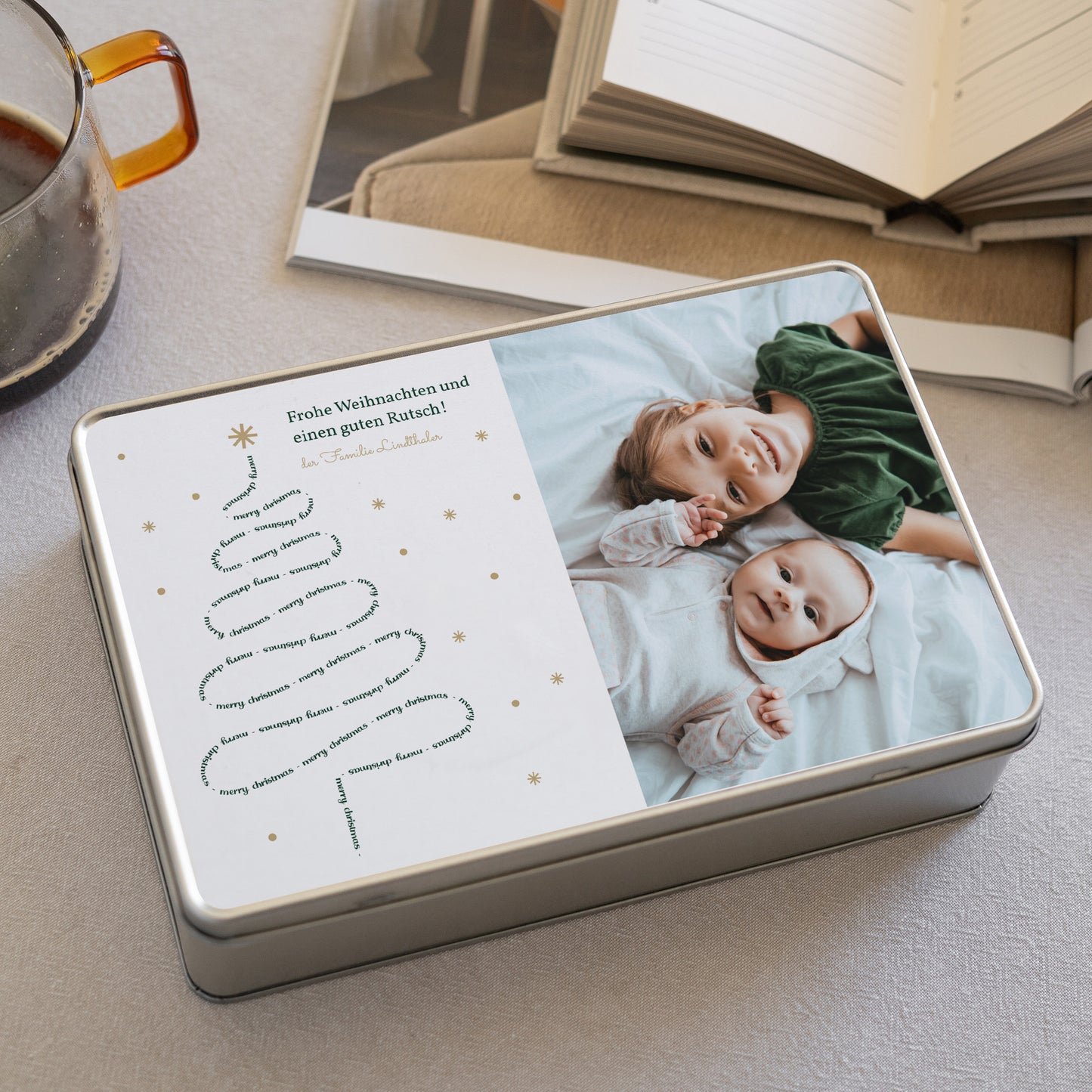 Metalldose Weihnachten Rechteck Frohe Weihnachten II foto N° 2