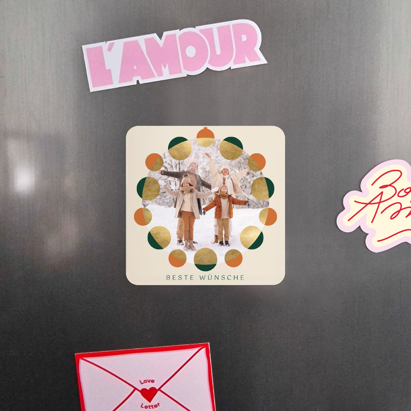 Weihnachtskarte Weihnachten Set von 8, magnetisch, quadratisch mit abgerundeten Ecken Die Wünsche als Schmuck foto N° 4