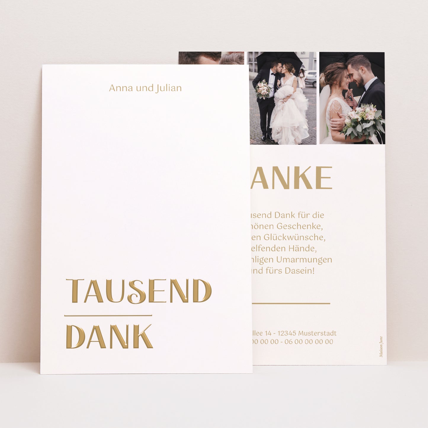 Dankeskarte Hochzeit PortraitPorträt Tausend Dank foto N° 1