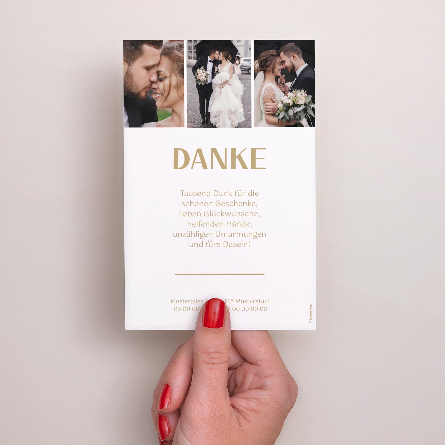 Dankeskarte Hochzeit PortraitPorträt Tausend Dank foto N° 3