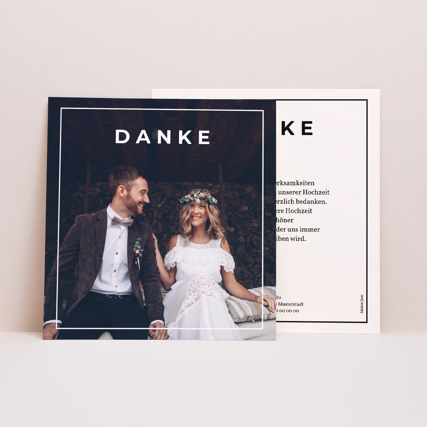 Dankeskarte Hochzeit Quadrat unvergessliche Erinnerungen foto N° 1