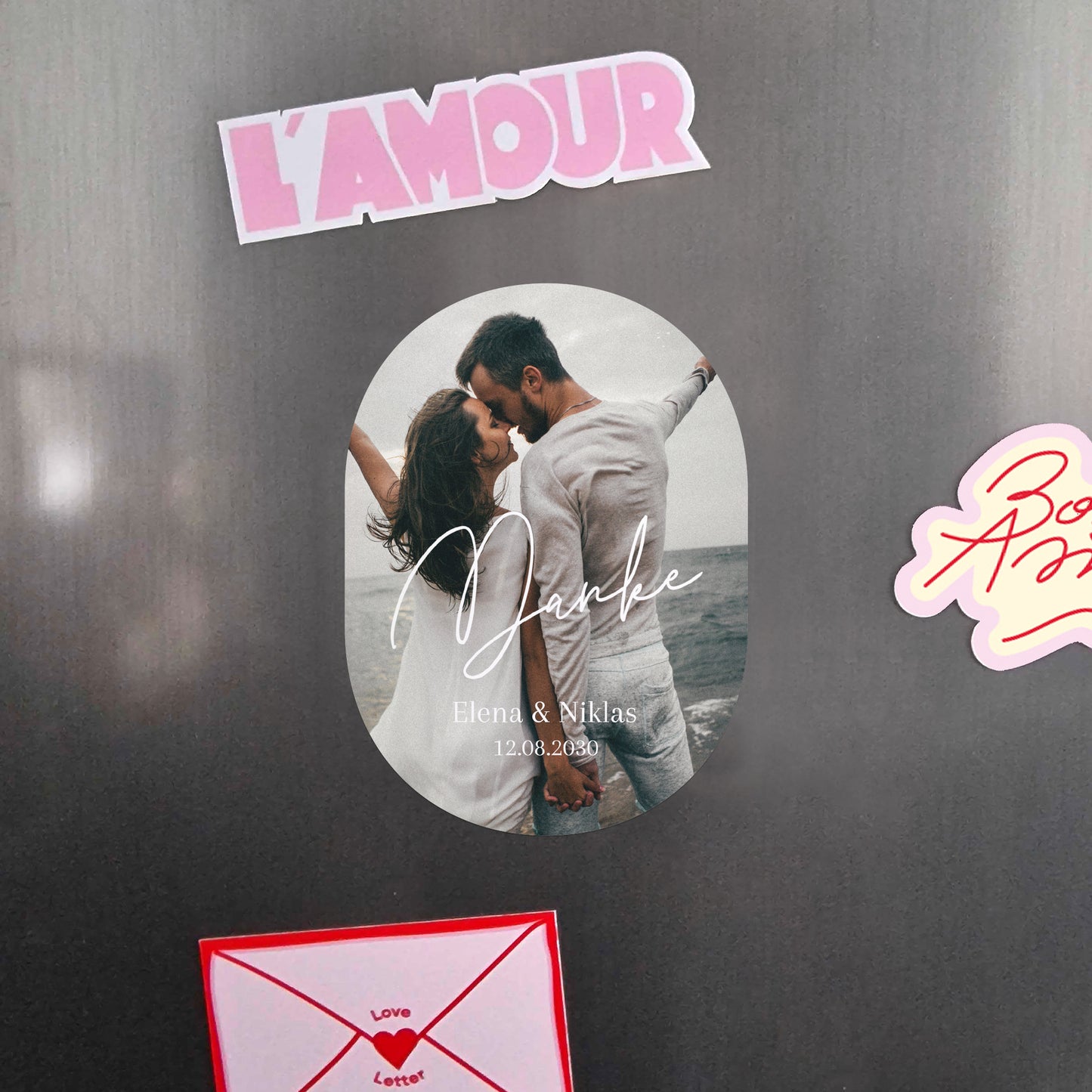 Dankeskarte Hochzeit 8er-Pack, magnetisch, oval Ich liebe dich III foto N° 4