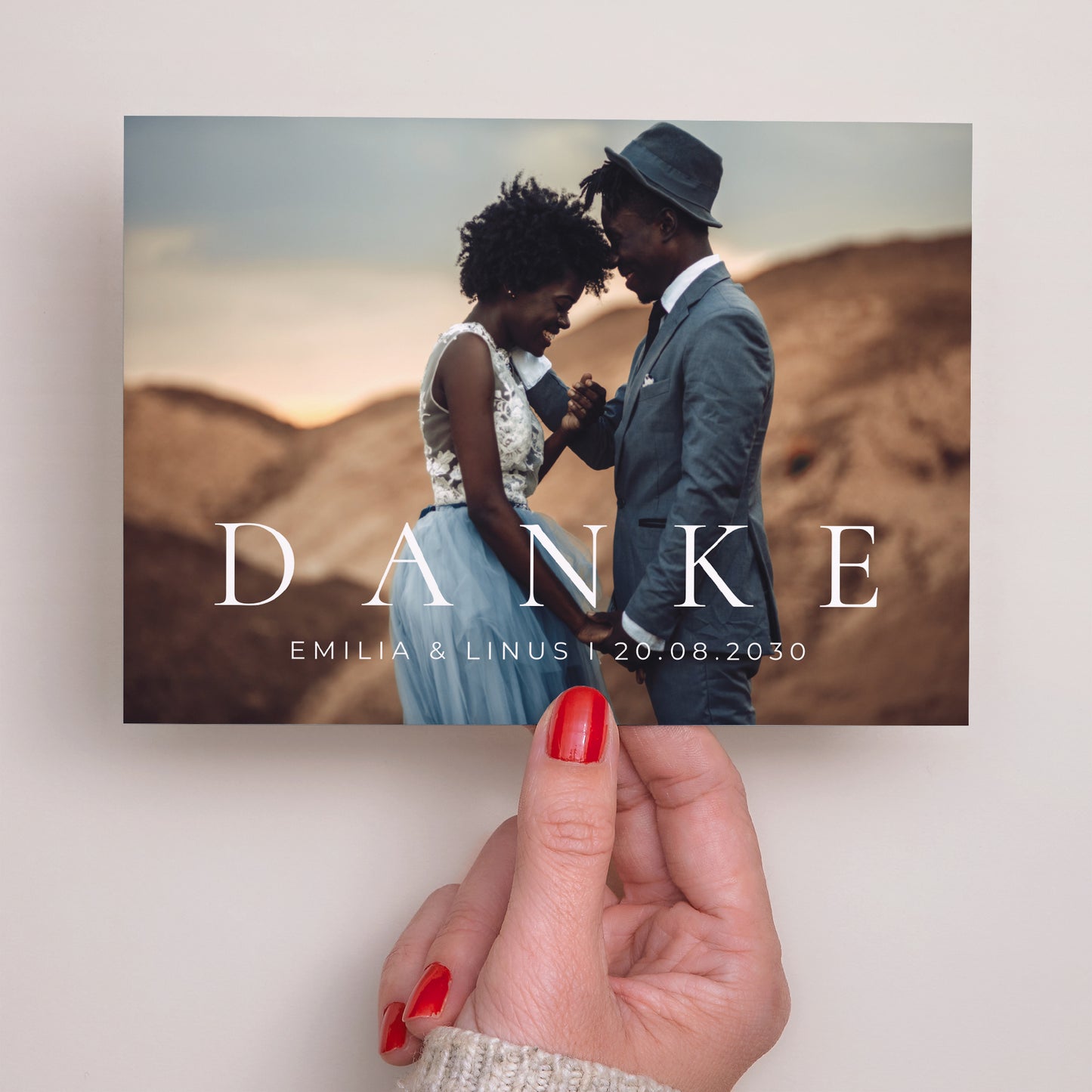 Dankeskarte Hochzeit Landschaft D A N K E foto N° 3