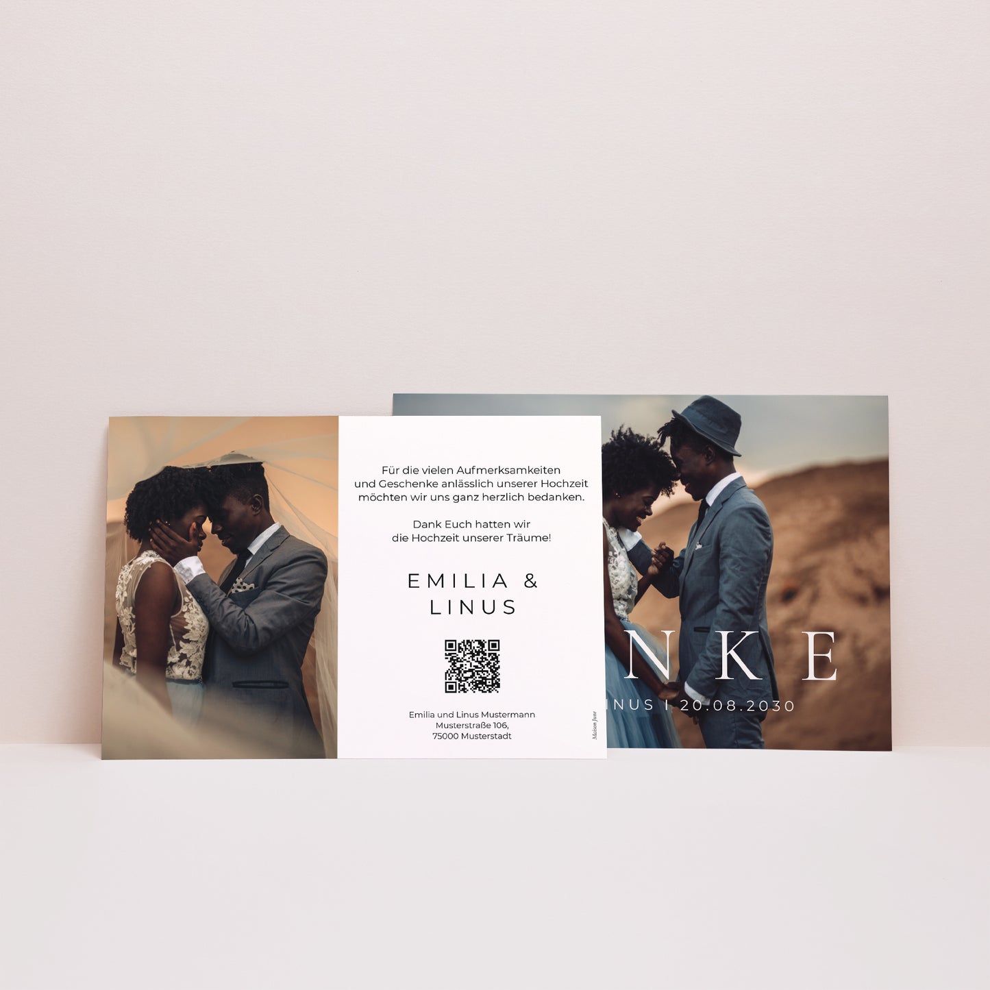Dankeskarte Hochzeit Landschaft D A N K E foto N° 3